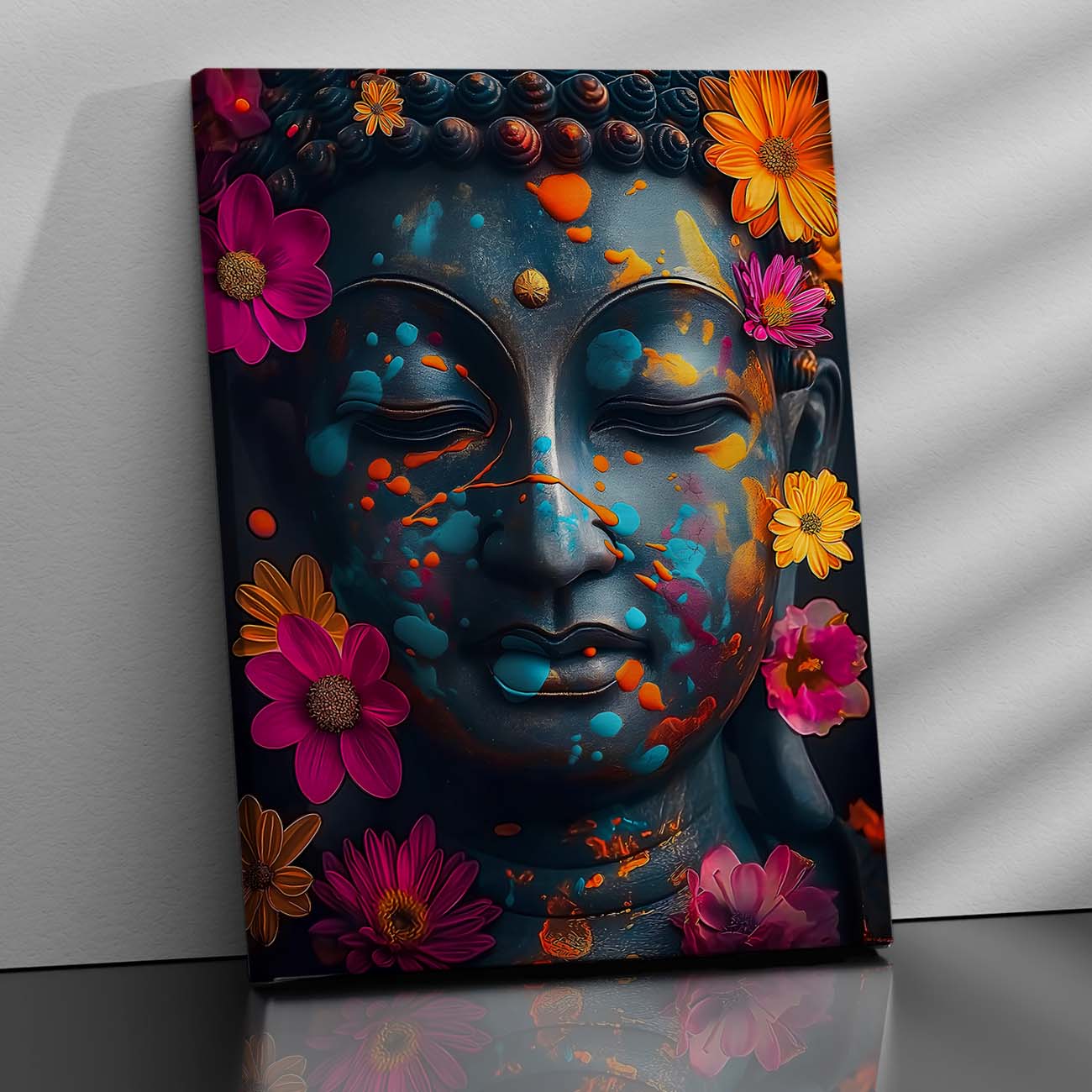 Floral Buddha Canvas Wall Art Print: Divine Serenity for Every Space