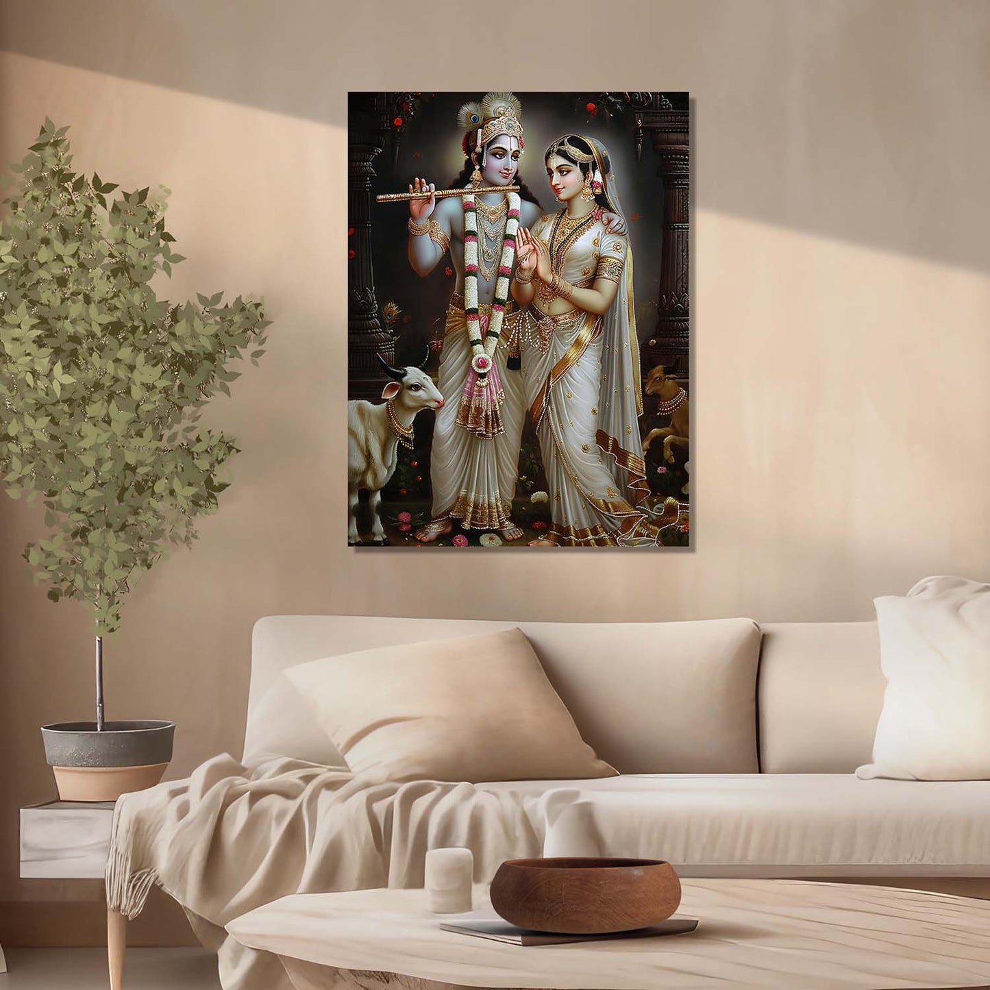 Radha Krishna Canvas Wall Art Print: Divine Serenity for Every Space