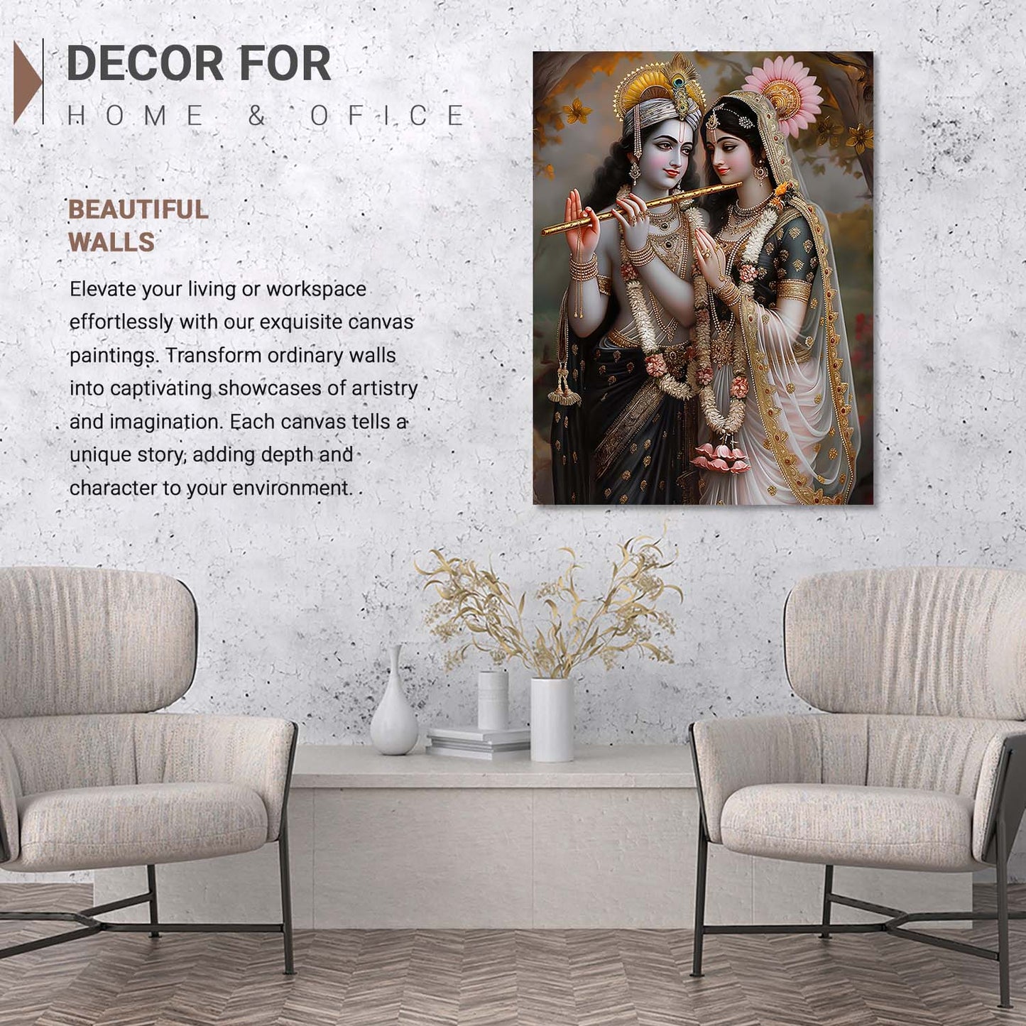 Lord Radha Krishna Canvas Art Print: Divine Serenity for Every Space