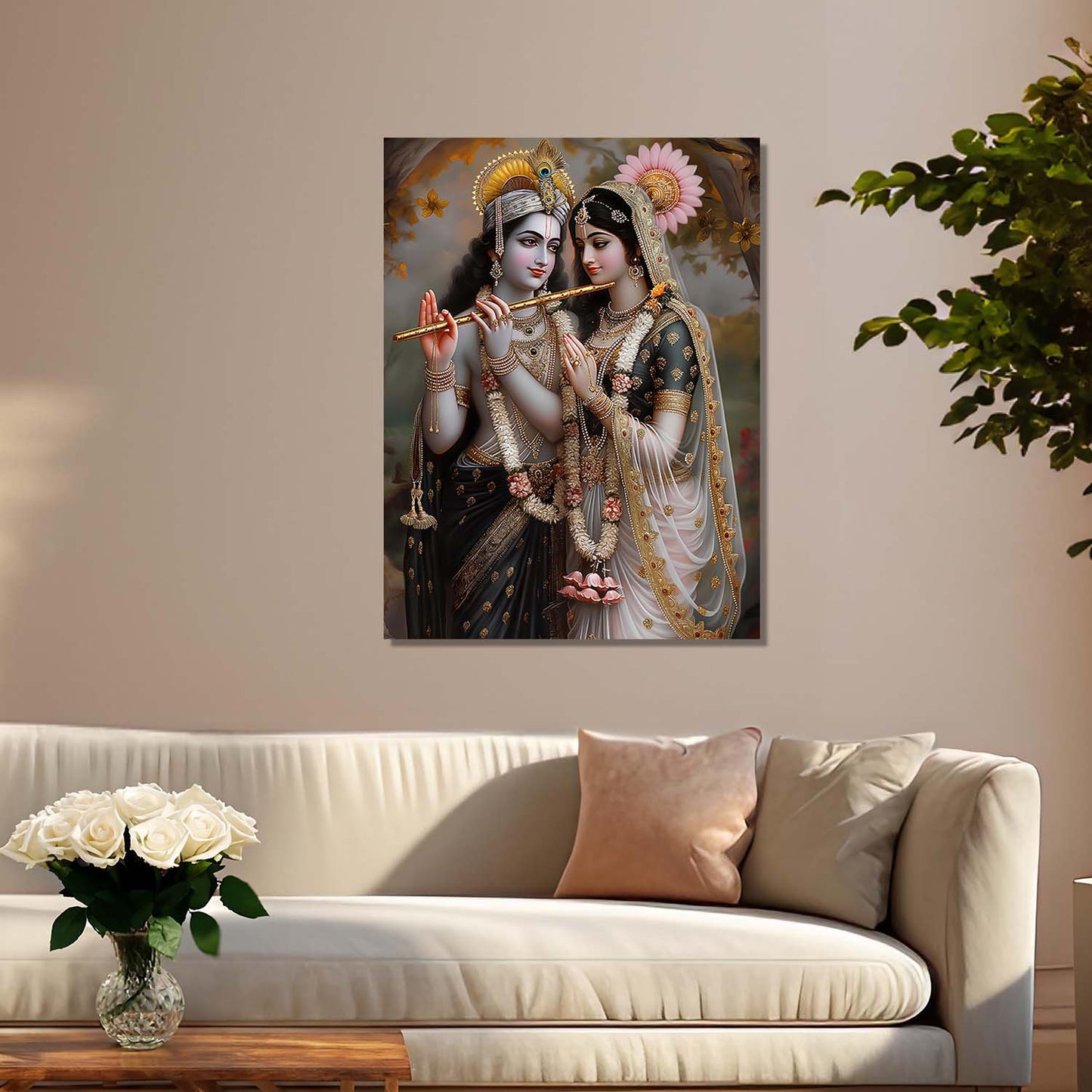 Radha Krishna Canvas Wall Art Print: Divine Serenity for Every Space