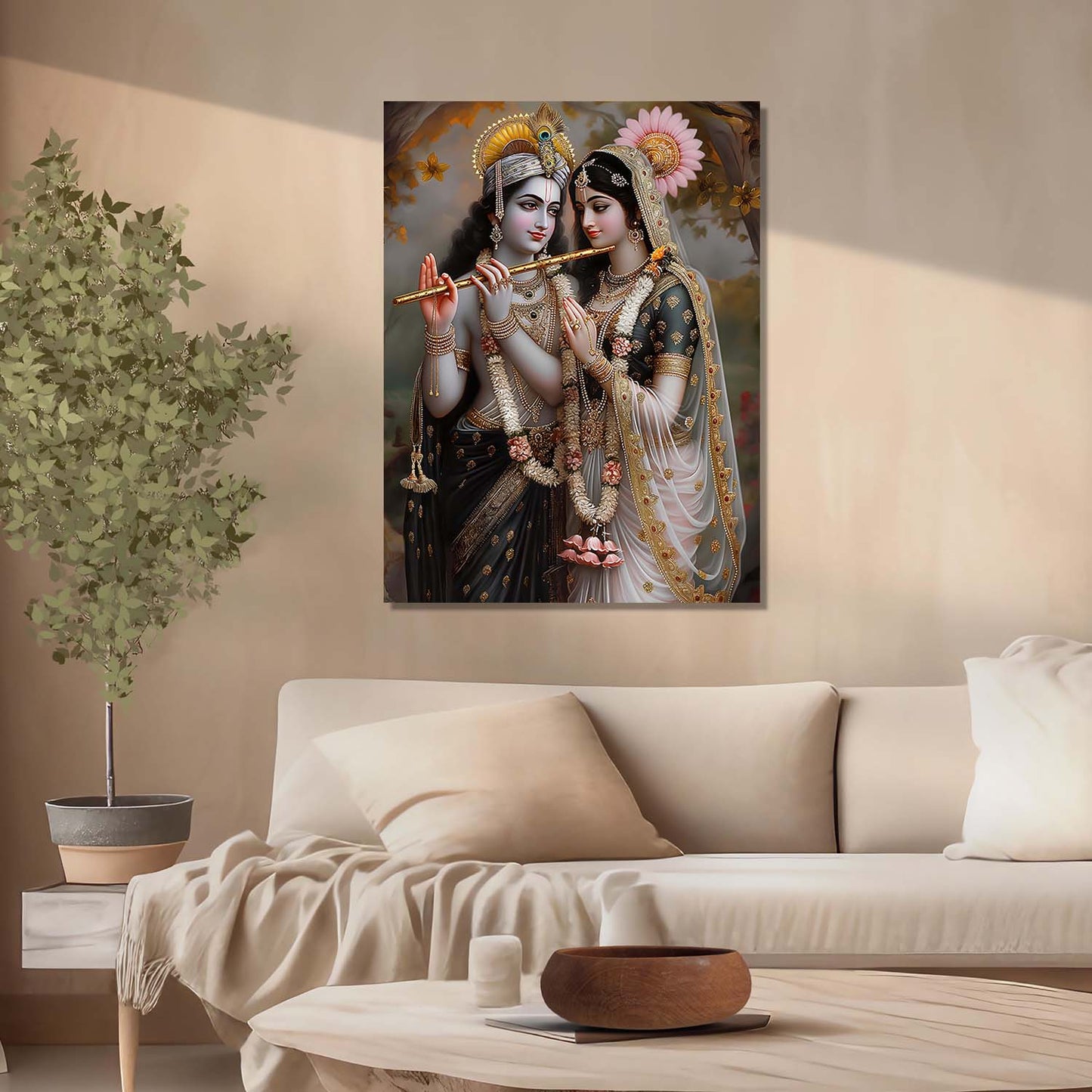 Radha Krishna Canvas Wall Art Print: Divine Serenity for Every Space