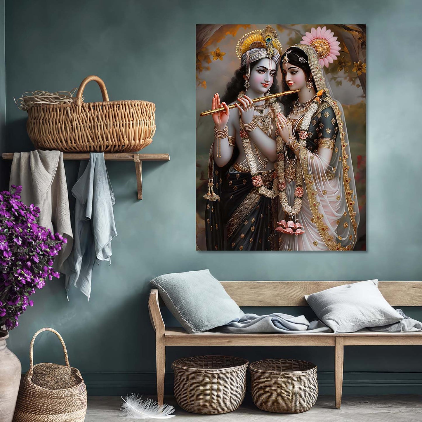 Lord Radha Krishna Canvas Art Print: Divine Serenity for Every Space