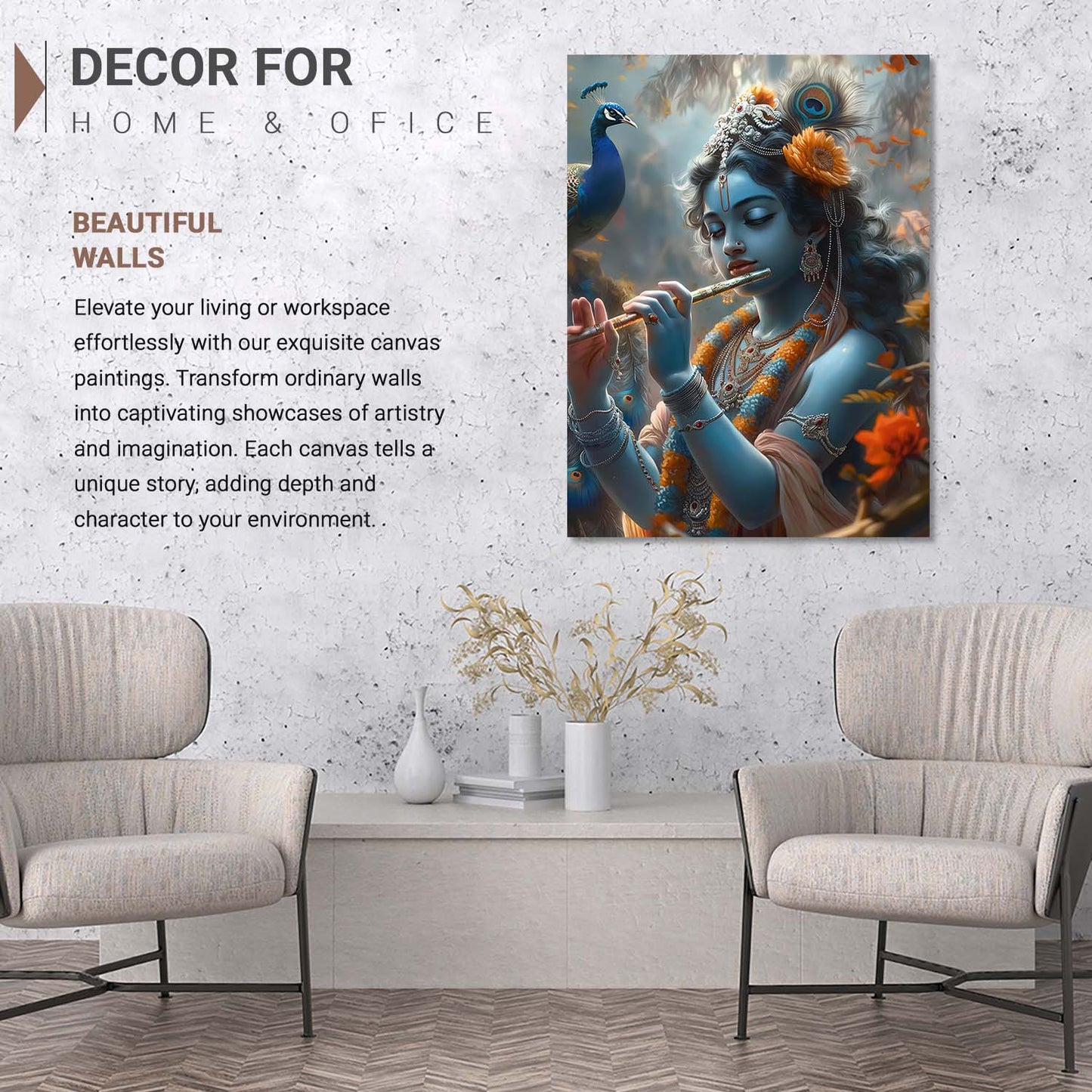 Lord Krishna Canvas Art Print: Divine Serenity for Every Space