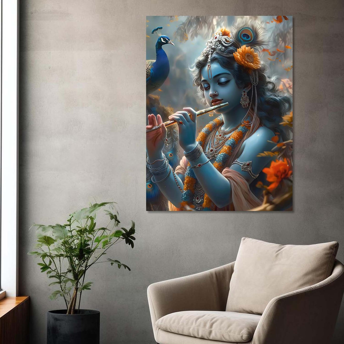 Lord Krishna Canvas Art Print: Divine Serenity for Every Space