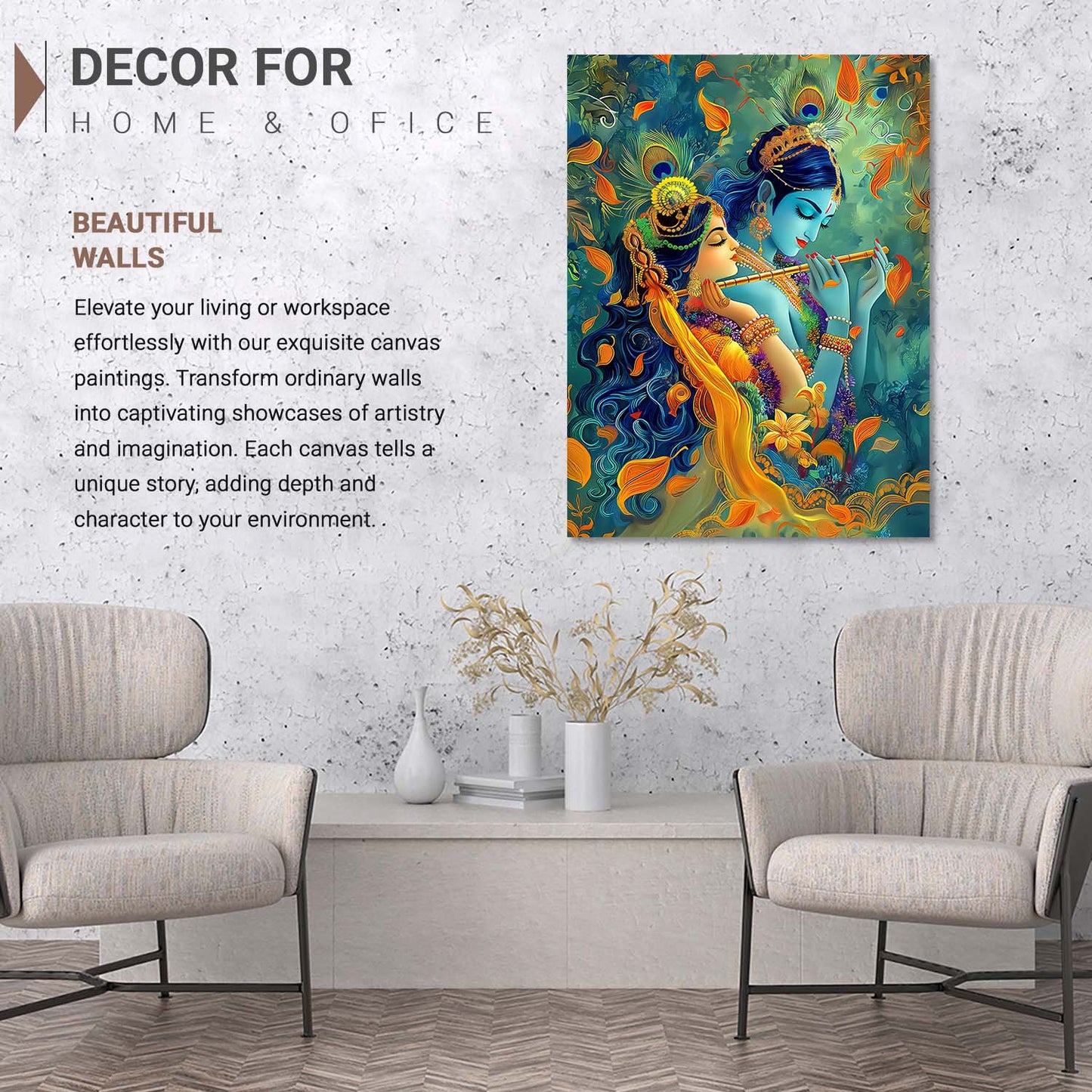 Lord Radha Krishna Canvas Art Print: Divine Serenity for Every Space