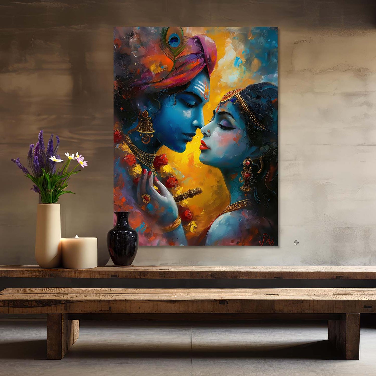 Lord Radha Krishna Canvas Art Print: Divine Serenity for Every Space