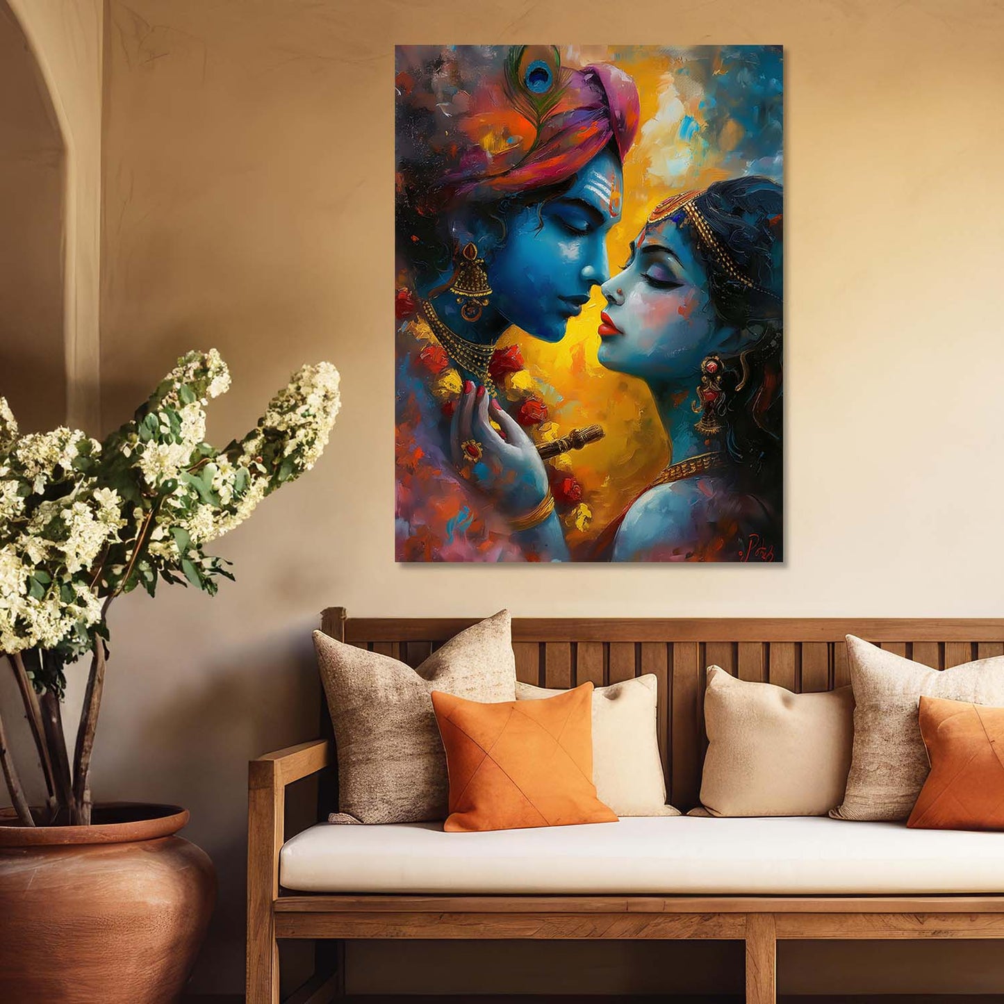 Lord Radha Krishna Canvas Art Print: Divine Serenity for Every Space