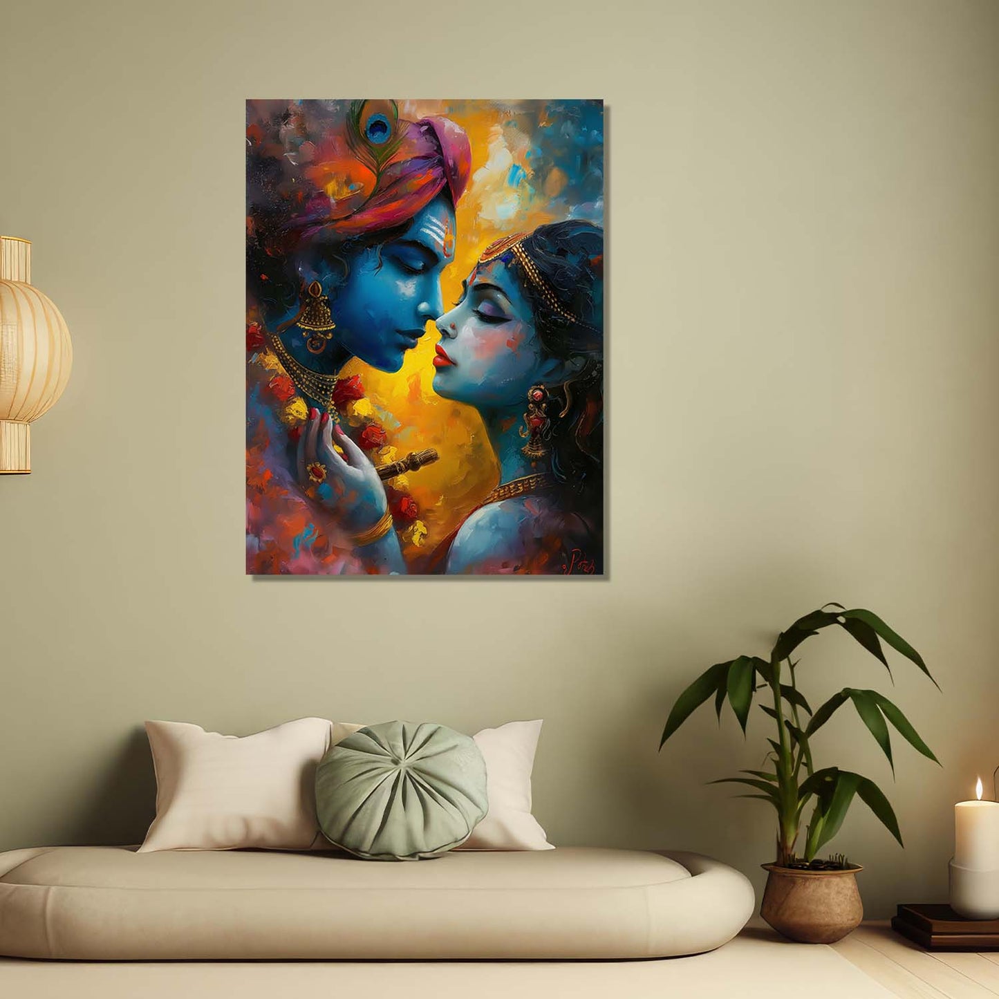 Radha Krishna Canvas Wall Art Print: Divine Serenity for Every Space