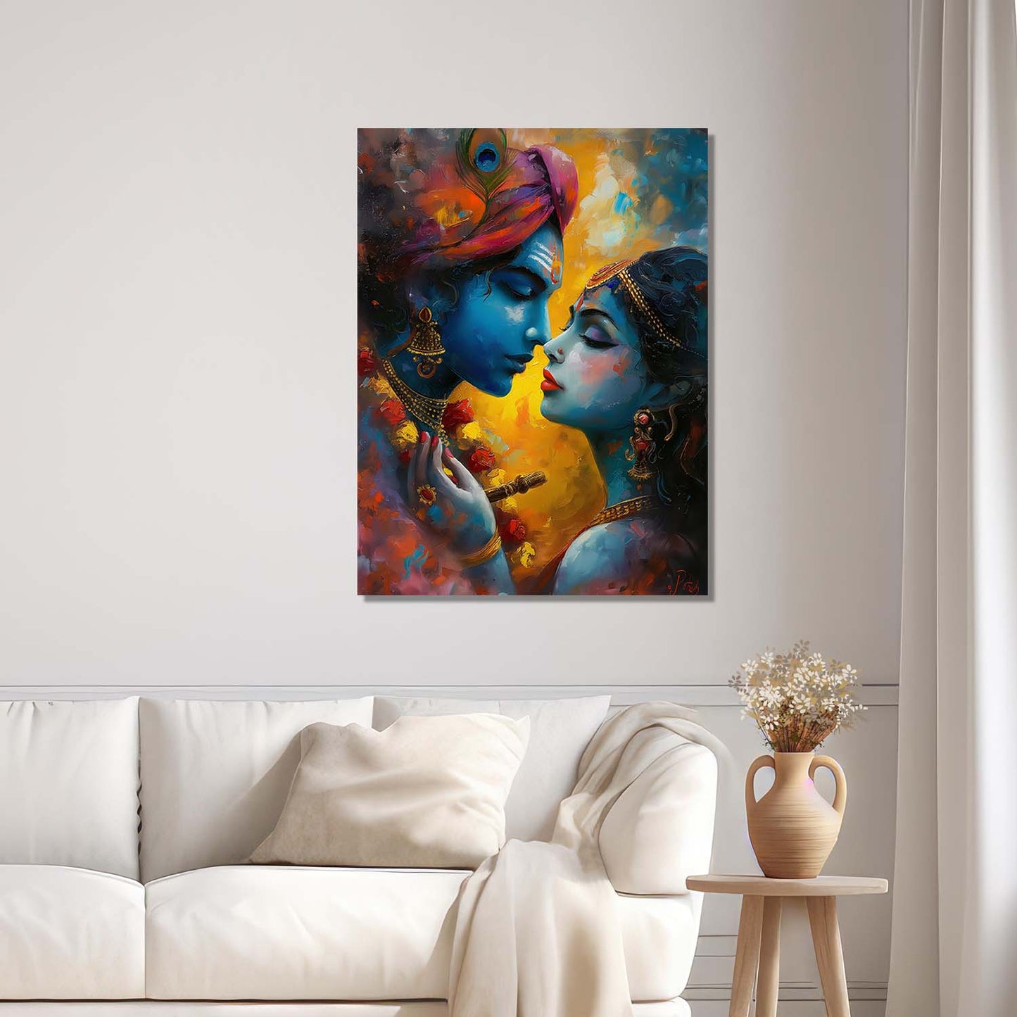 Radha Krishna Canvas Wall Art Print: Divine Serenity for Every Space