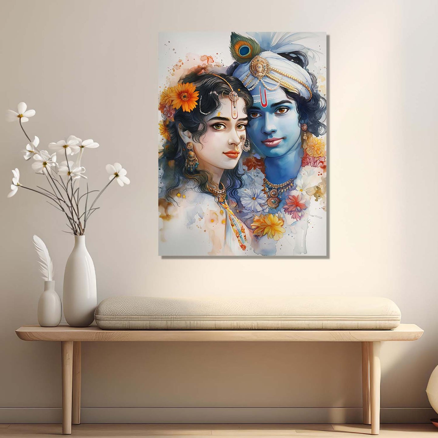 Radha Krishna Canvas Wall Art Print: Divine Serenity for Every Space