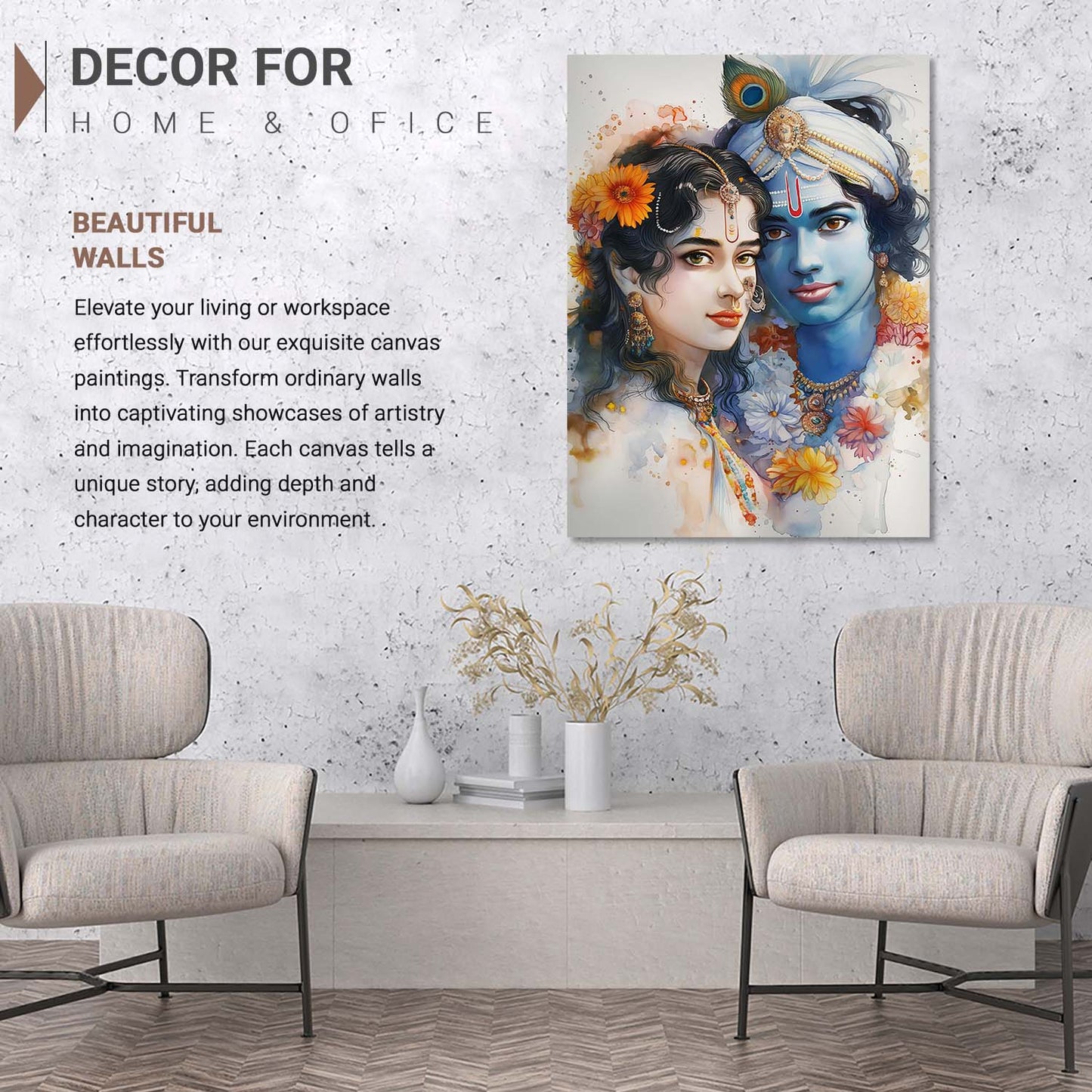 Lord Radha Krishna Canvas Art Print: Divine Serenity for Every Space