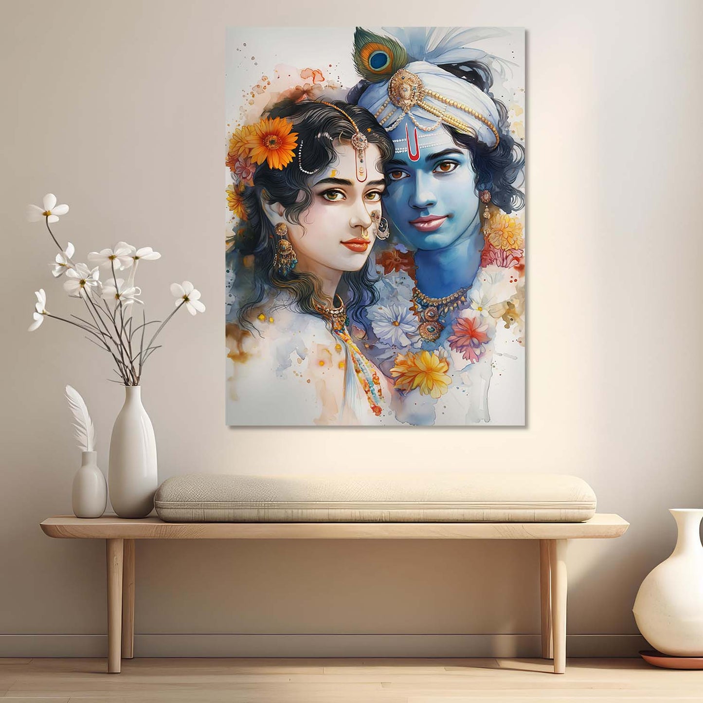 Lord Radha Krishna Canvas Art Print: Divine Serenity for Every Space