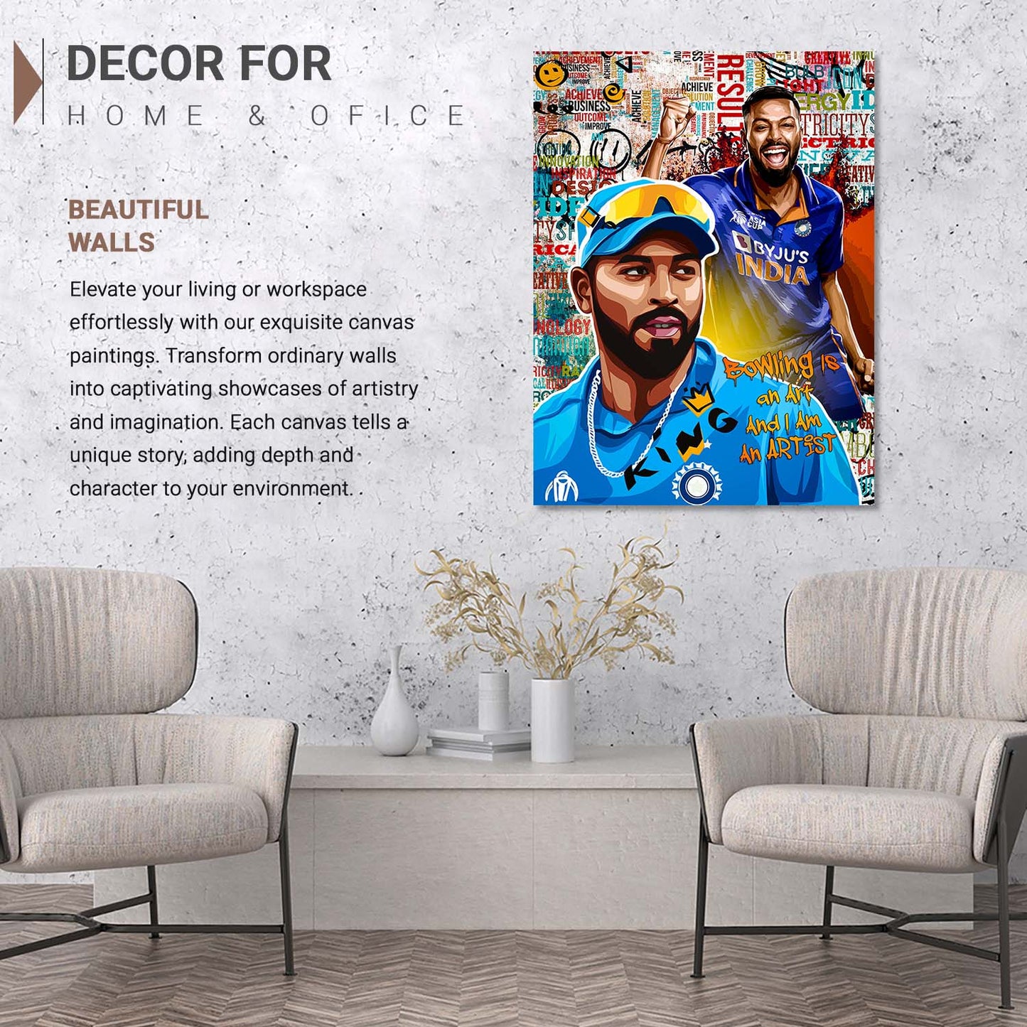 Indian Cricket Star Hardik Pandya Canvas Art Print