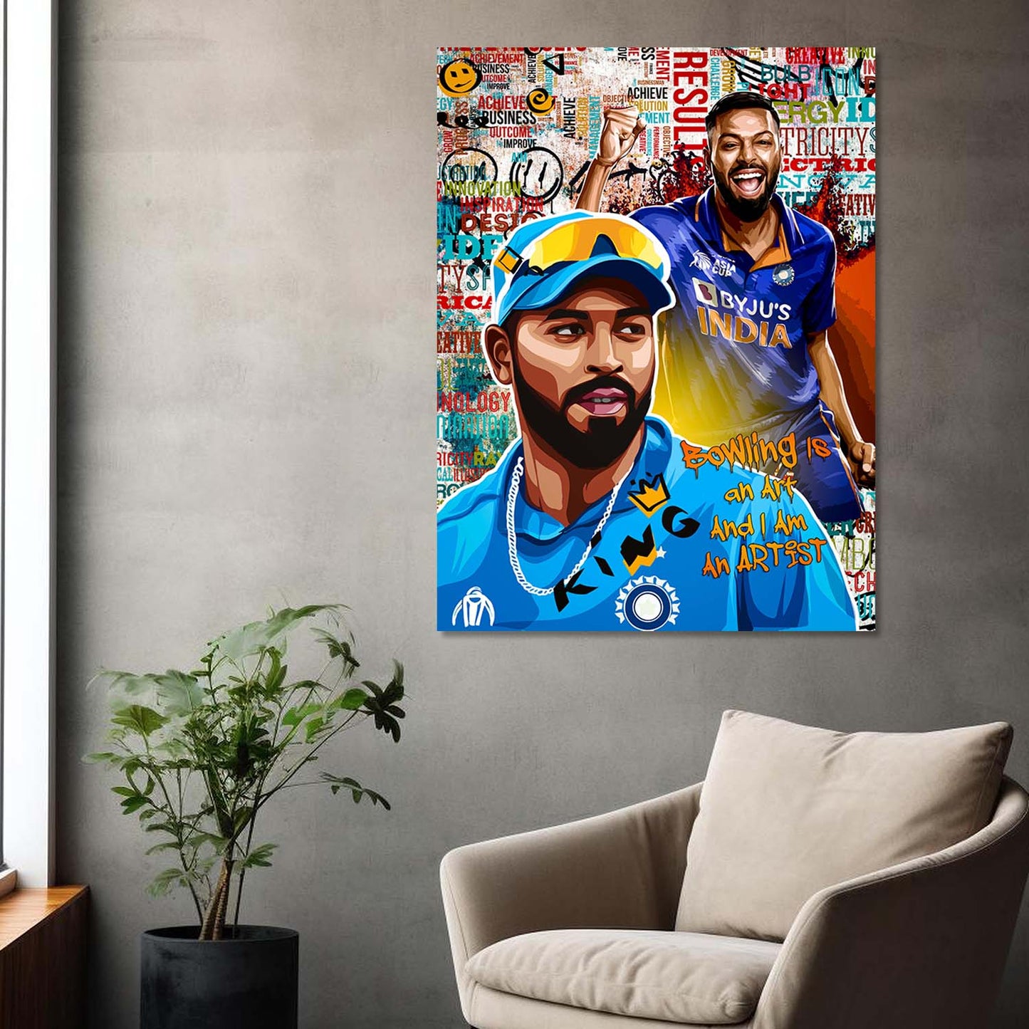 Indian Cricket Star Hardik Pandya Canvas Art Print