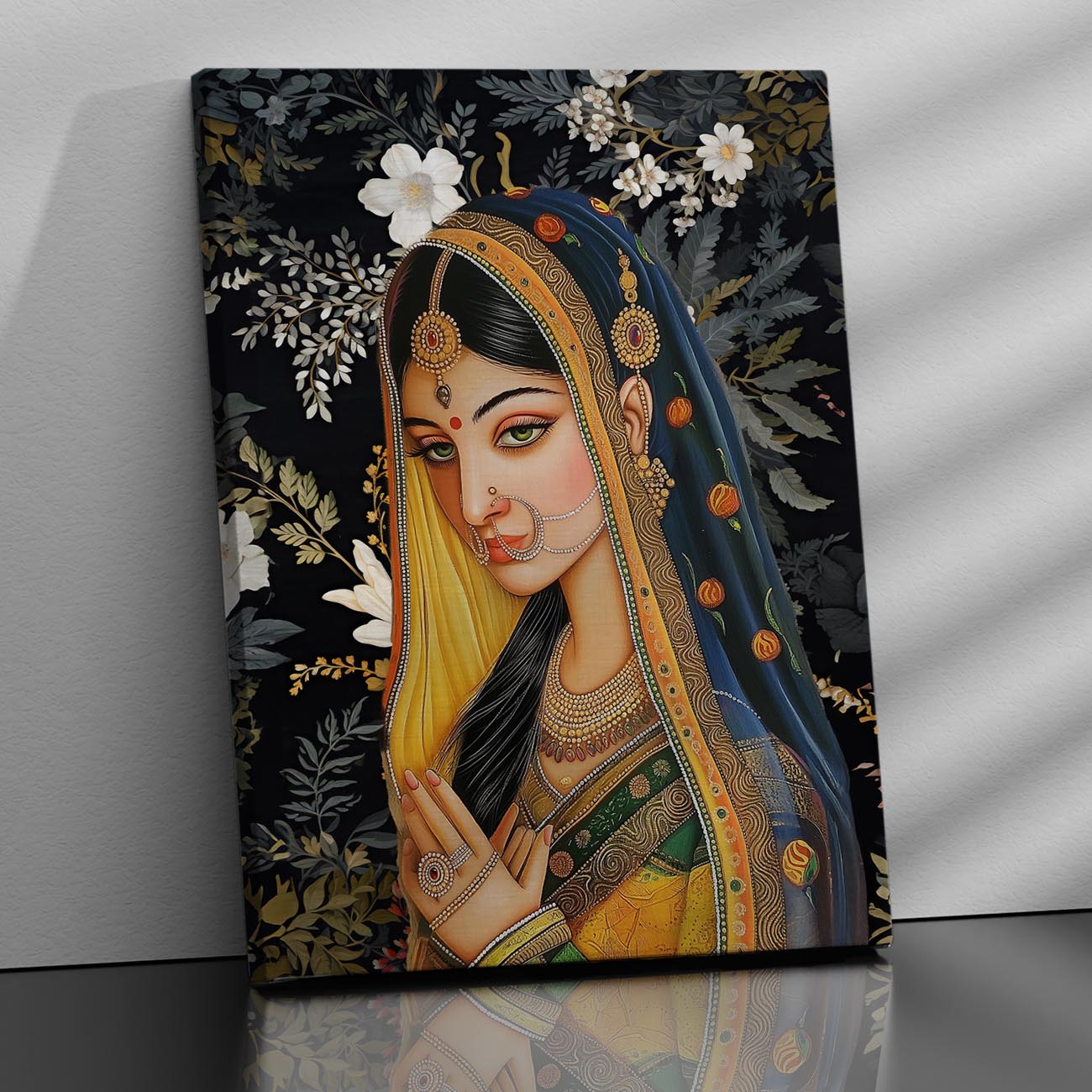 Traditional Indian Rajasthani Woman Vibrant Art Canvas Print