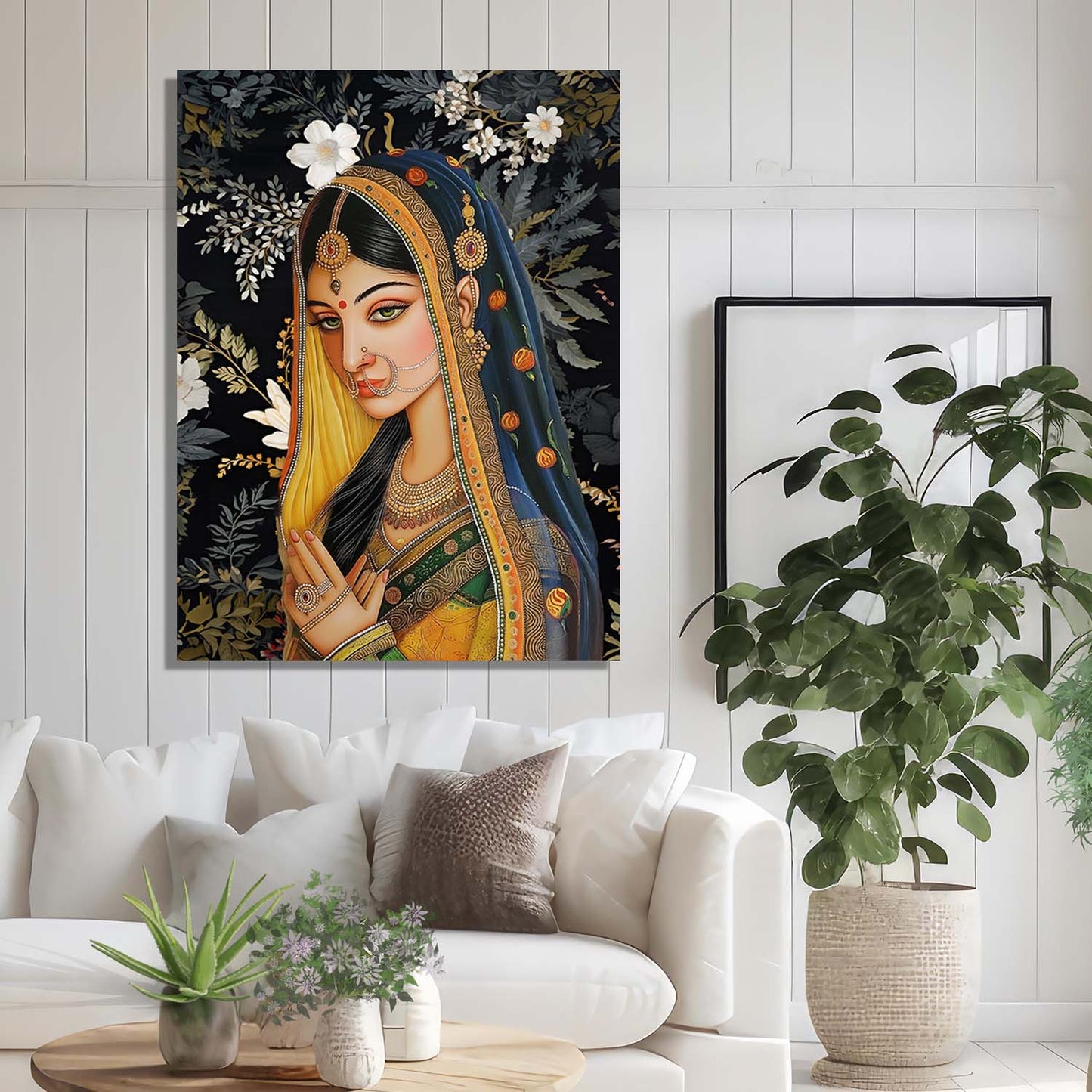 Traditional Indian Rajasthani Woman Vibrant Art Canvas Print