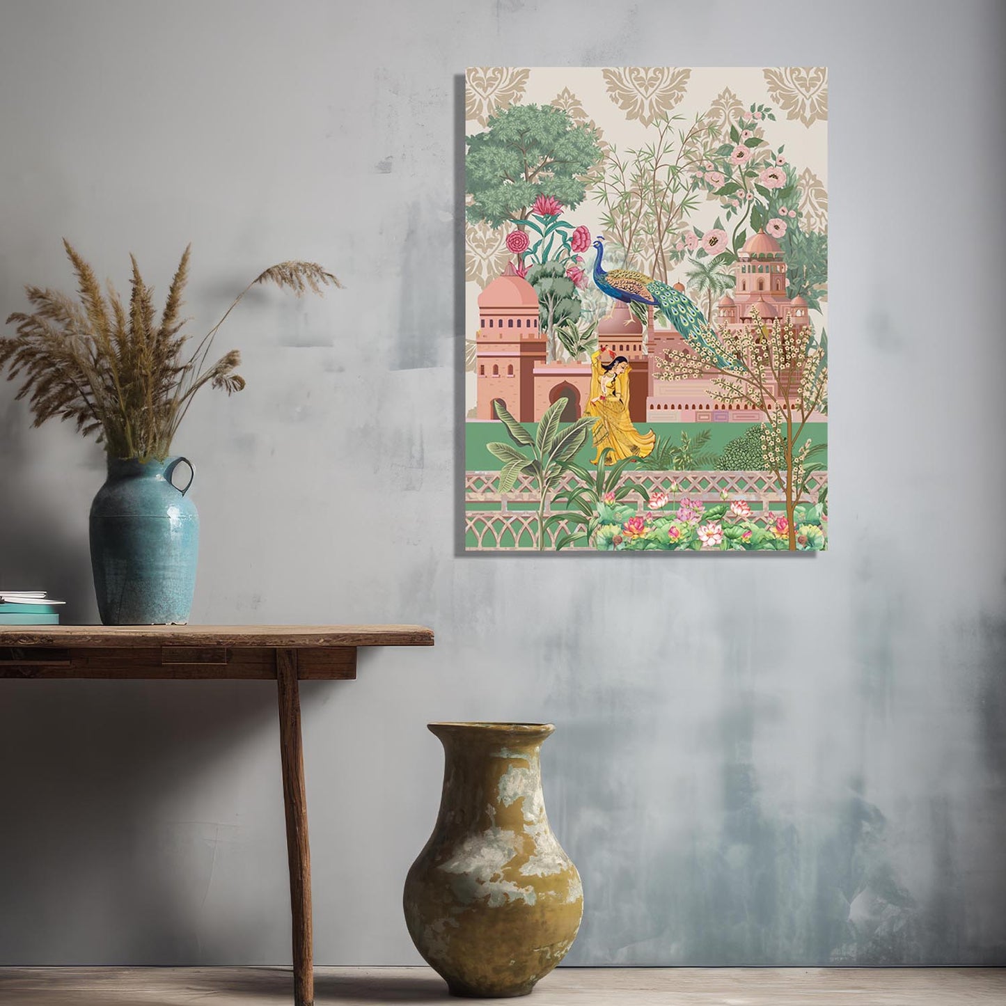 Traditional Indian Pichwai Art Canvas Print for Home Living Room Hotel Wall Decor