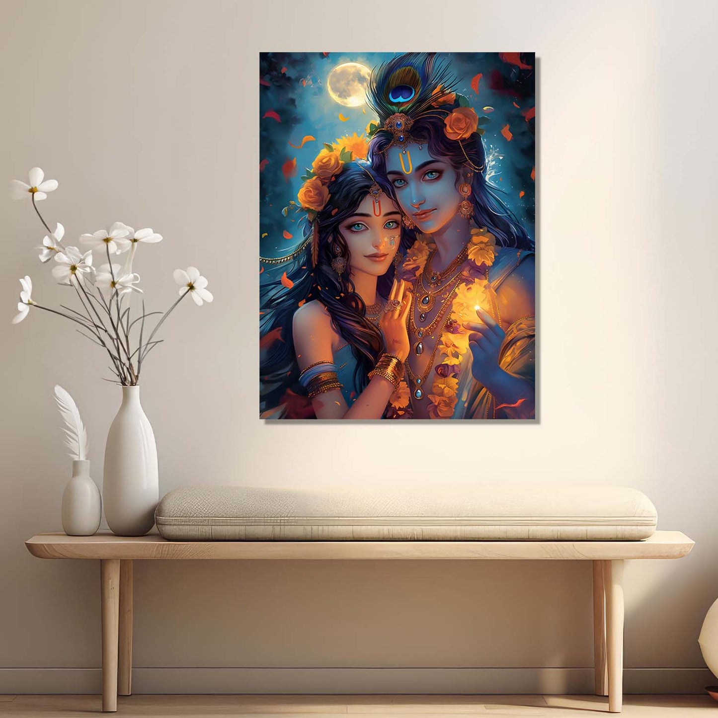 Radha Krishna Canvas Wall Art Print: Divine Serenity for Every Space