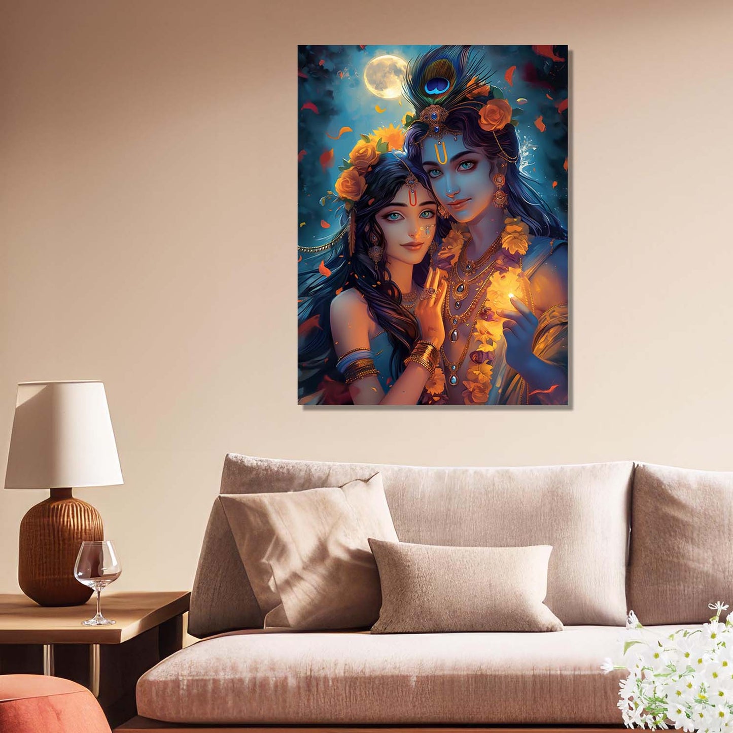 Radha Krishna Canvas Wall Art Print: Divine Serenity for Every Space