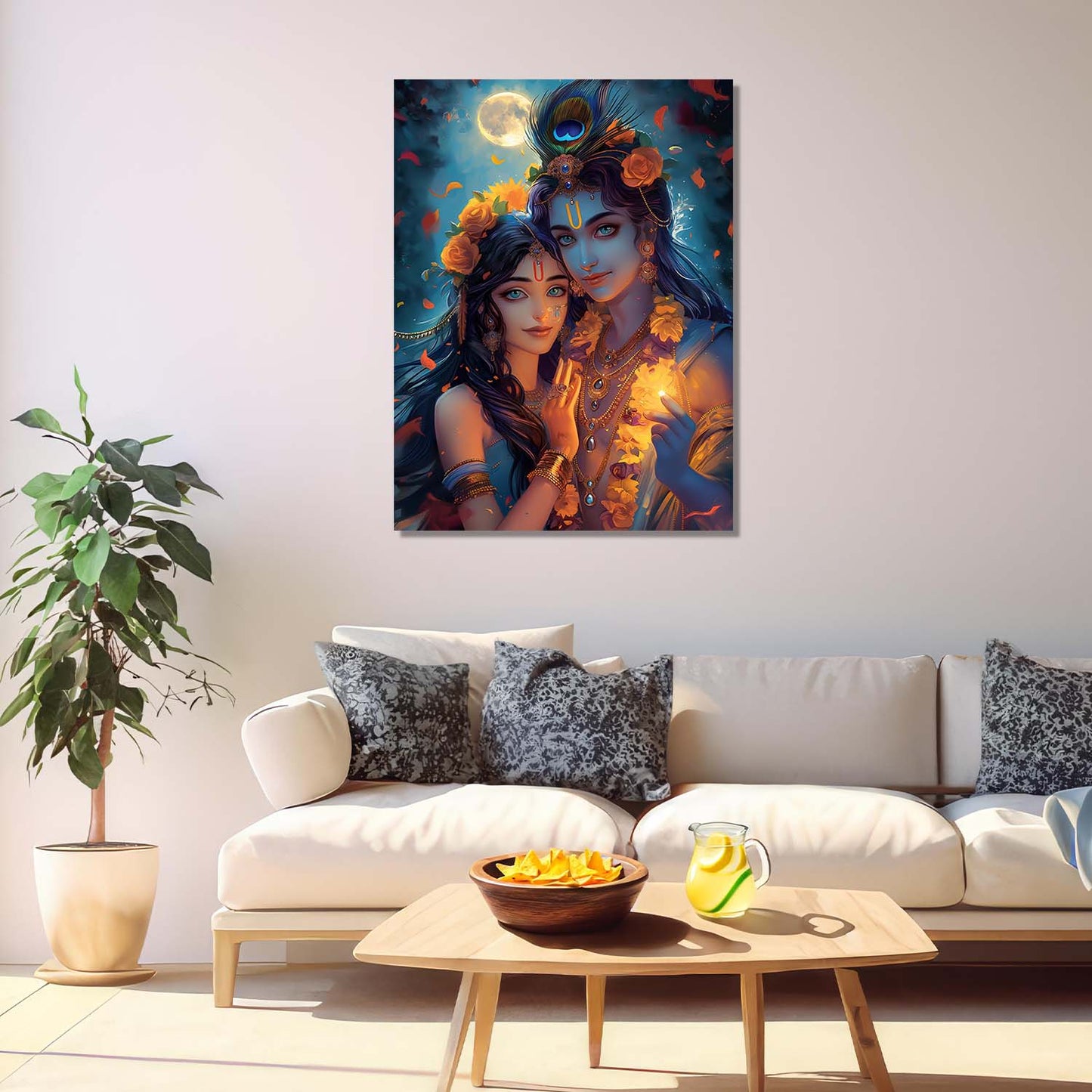 Radha Krishna Canvas Wall Art Print: Divine Serenity for Every Space