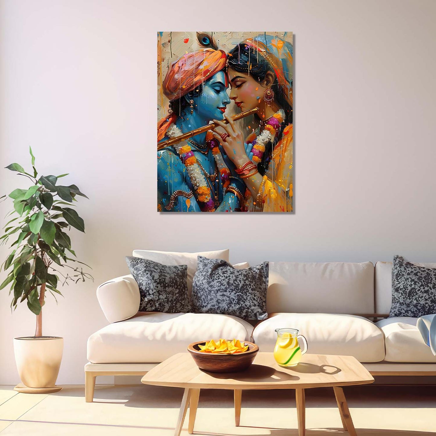 Radha Krishna Canvas Wall Art Print: Divine Serenity for Every Space