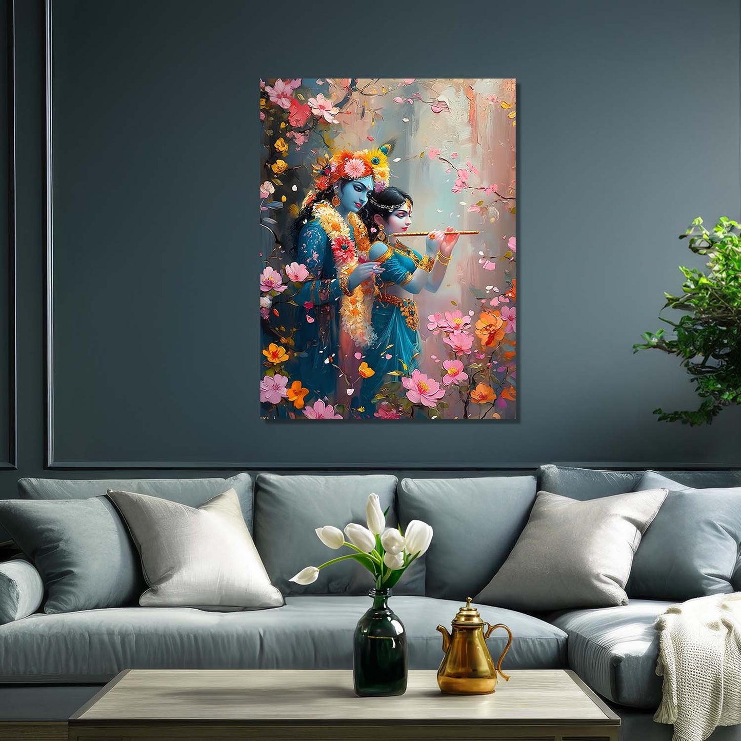 Radha Krishna Canvas Wall Art Print: Divine Serenity for Every Space