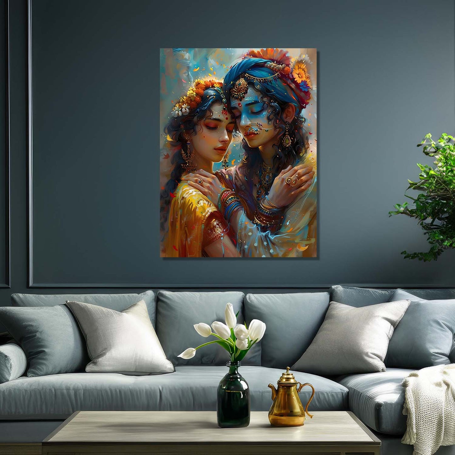 Radha Krishna Canvas Wall Art Print: Divine Serenity for Every Space