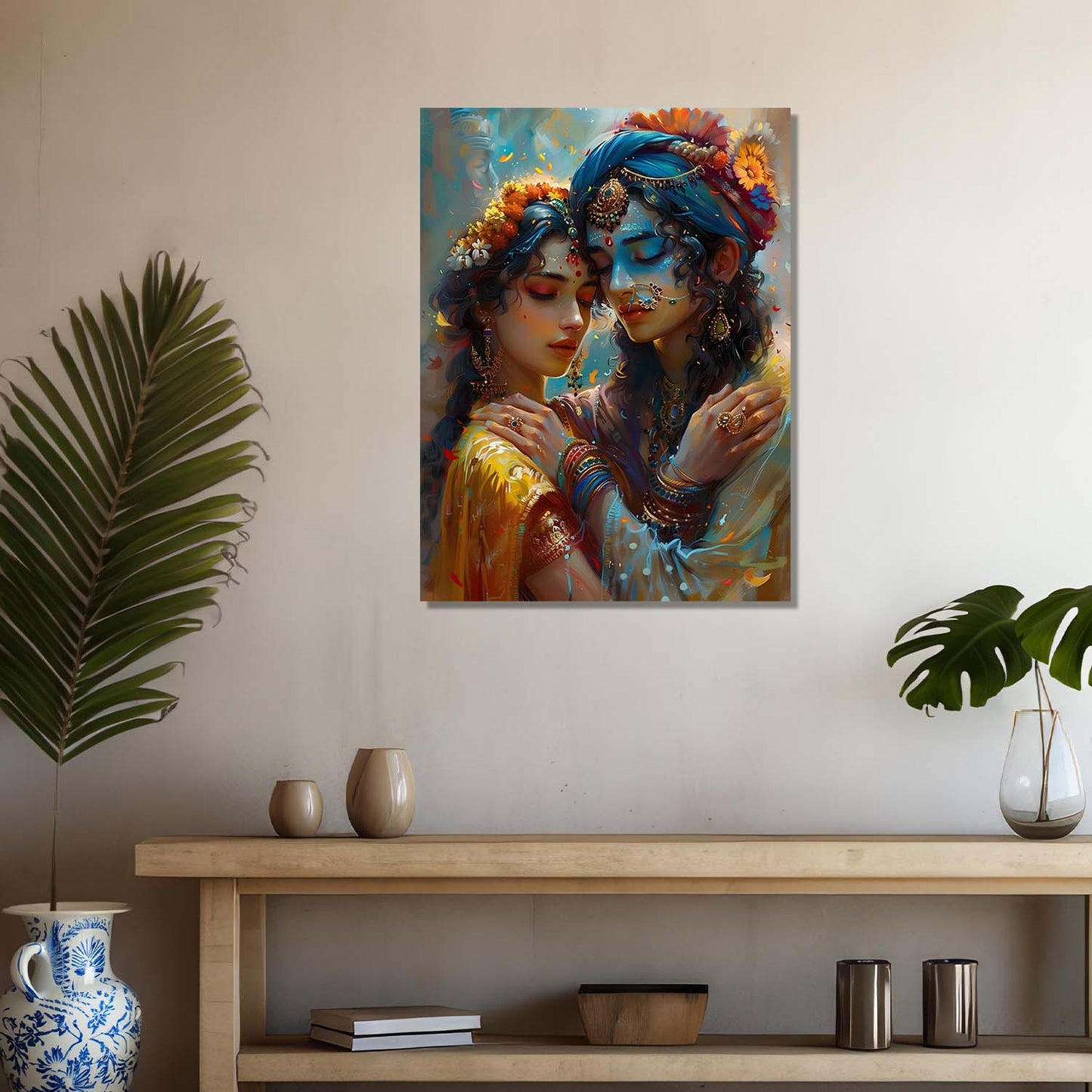 Radha Krishna Canvas Wall Art Print: Divine Serenity for Every Space