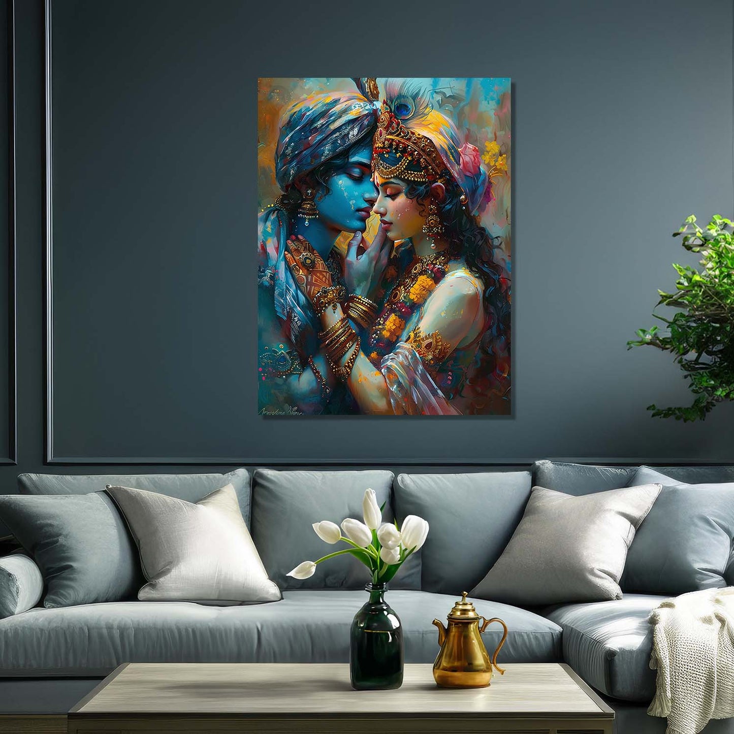 Radha Krishna Canvas Wall Art Print: Divine Serenity for Every Space