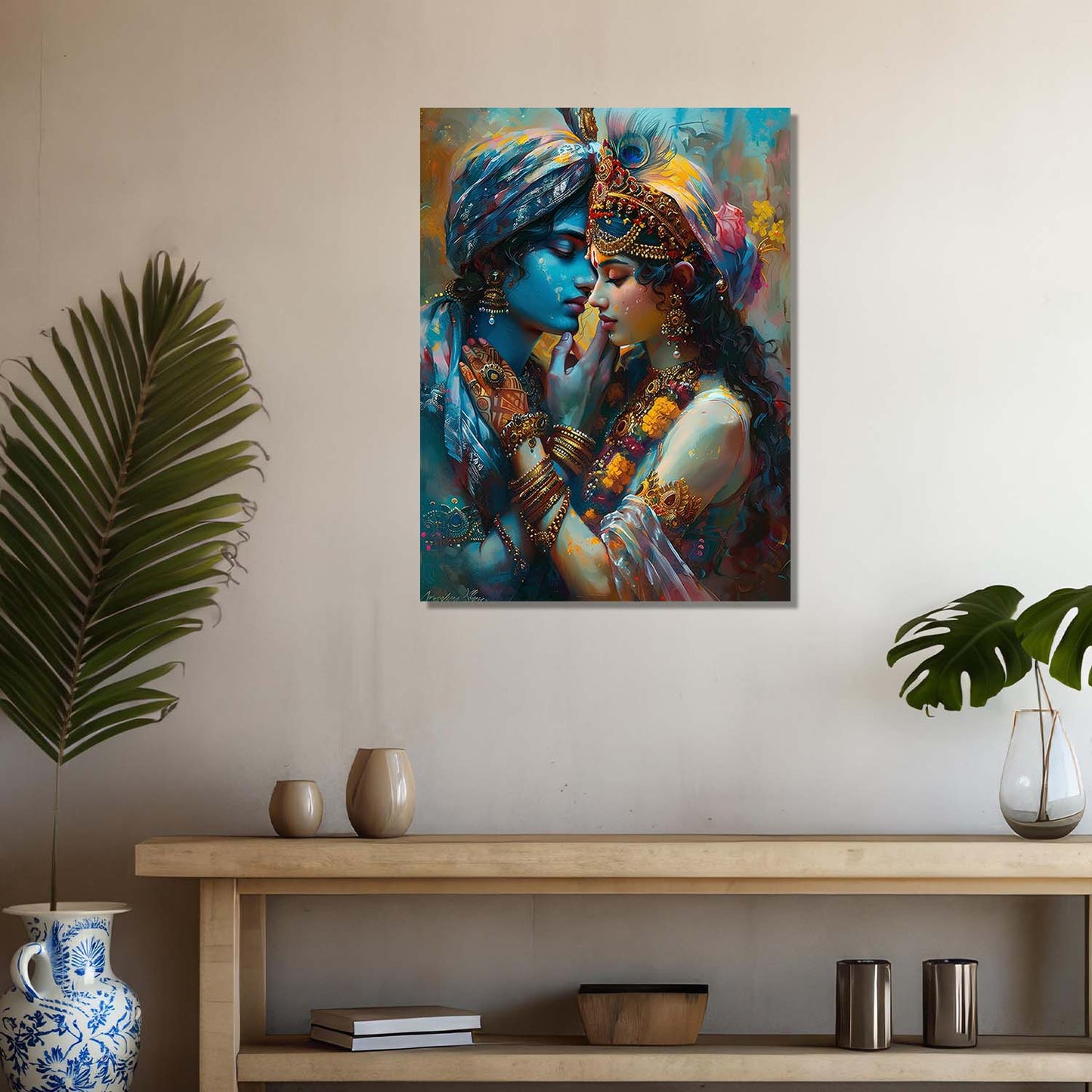 Radha Krishna Canvas Wall Art Print: Divine Serenity for Every Space