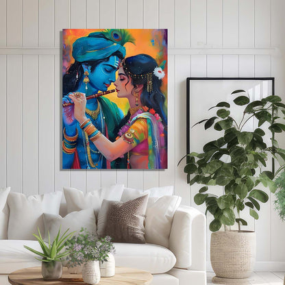 Radha Krishna Canvas Wall Art Print: Divine Serenity for Every Space