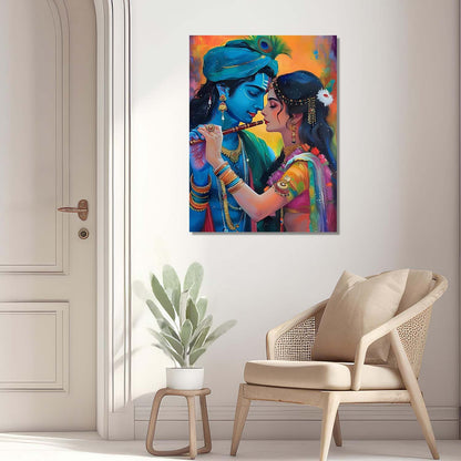 Radha Krishna Canvas Wall Art Print: Divine Serenity for Every Space