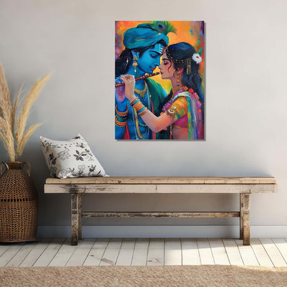 Radha Krishna Canvas Wall Art Print: Divine Serenity for Every Space