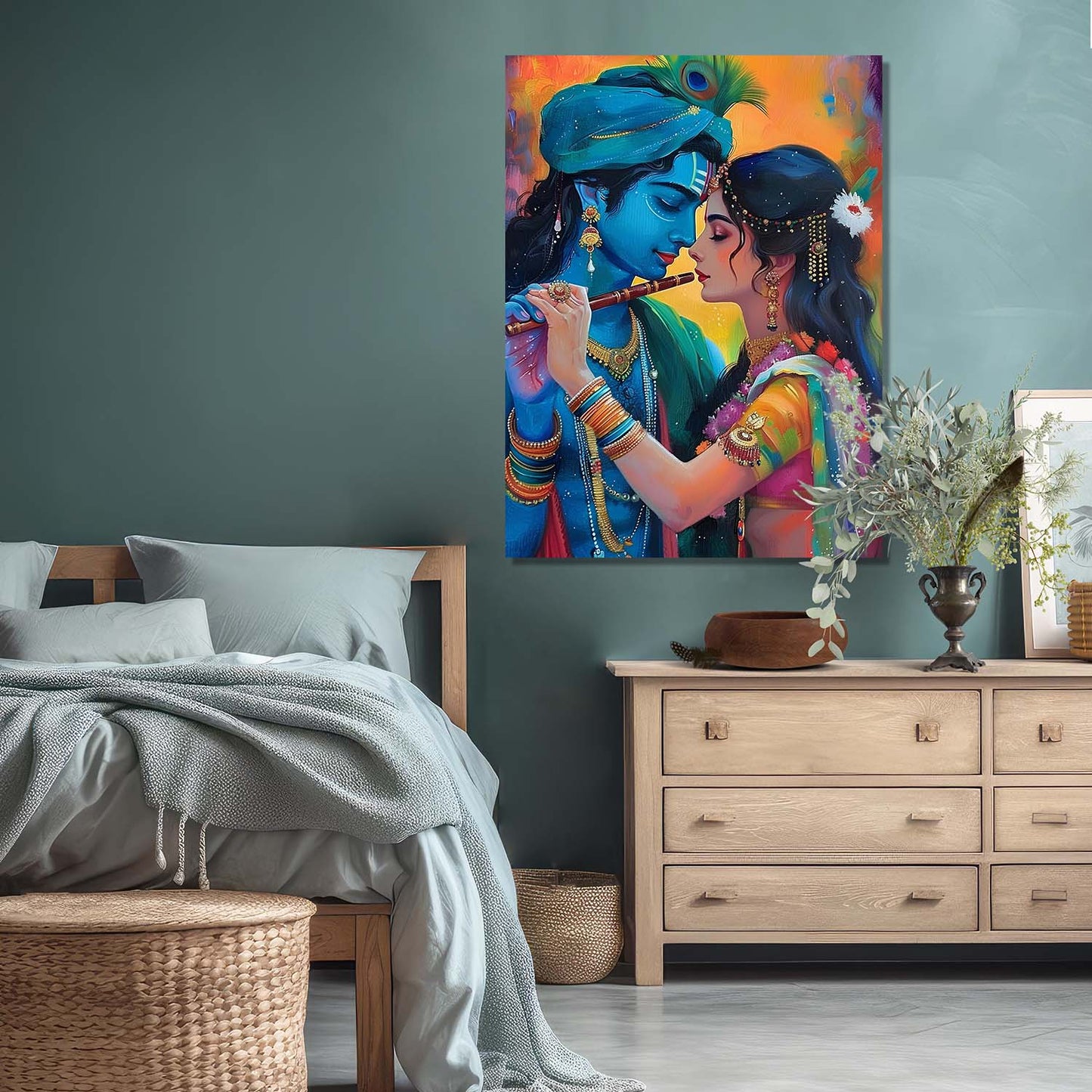 Radha Krishna Canvas Wall Art Print: Divine Serenity for Every Space