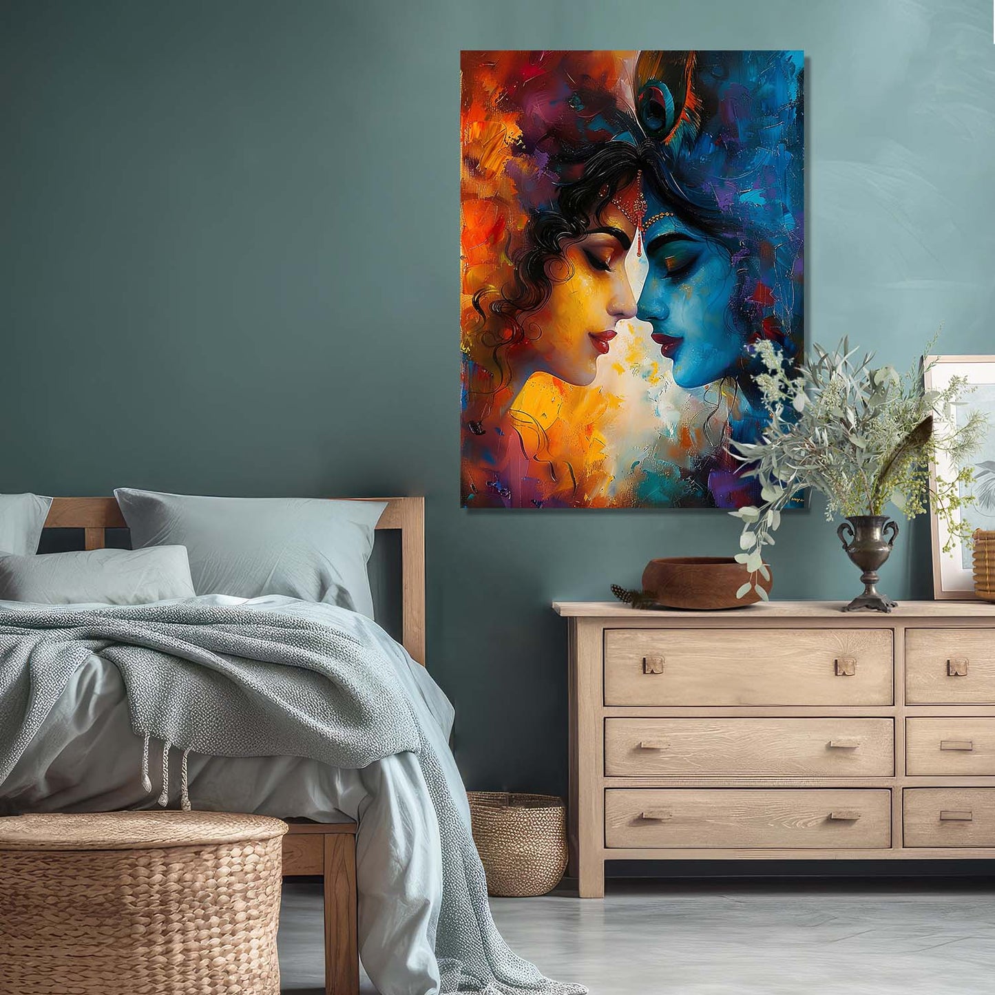 Radha Krishna Canvas Wall Art Print: Divine Serenity for Every Space