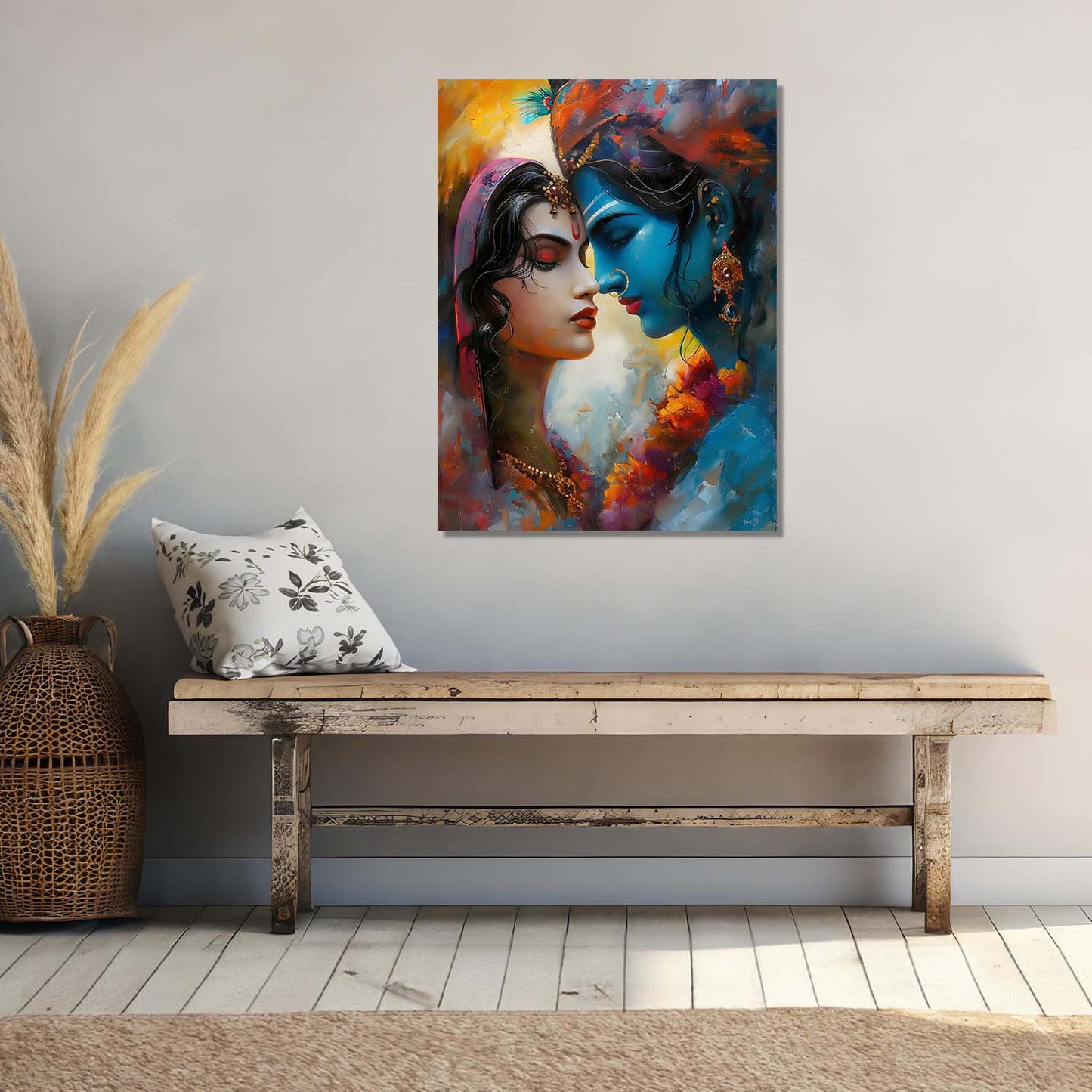 Radha Krishna Canvas Wall Art Print: Divine Serenity for Every Space