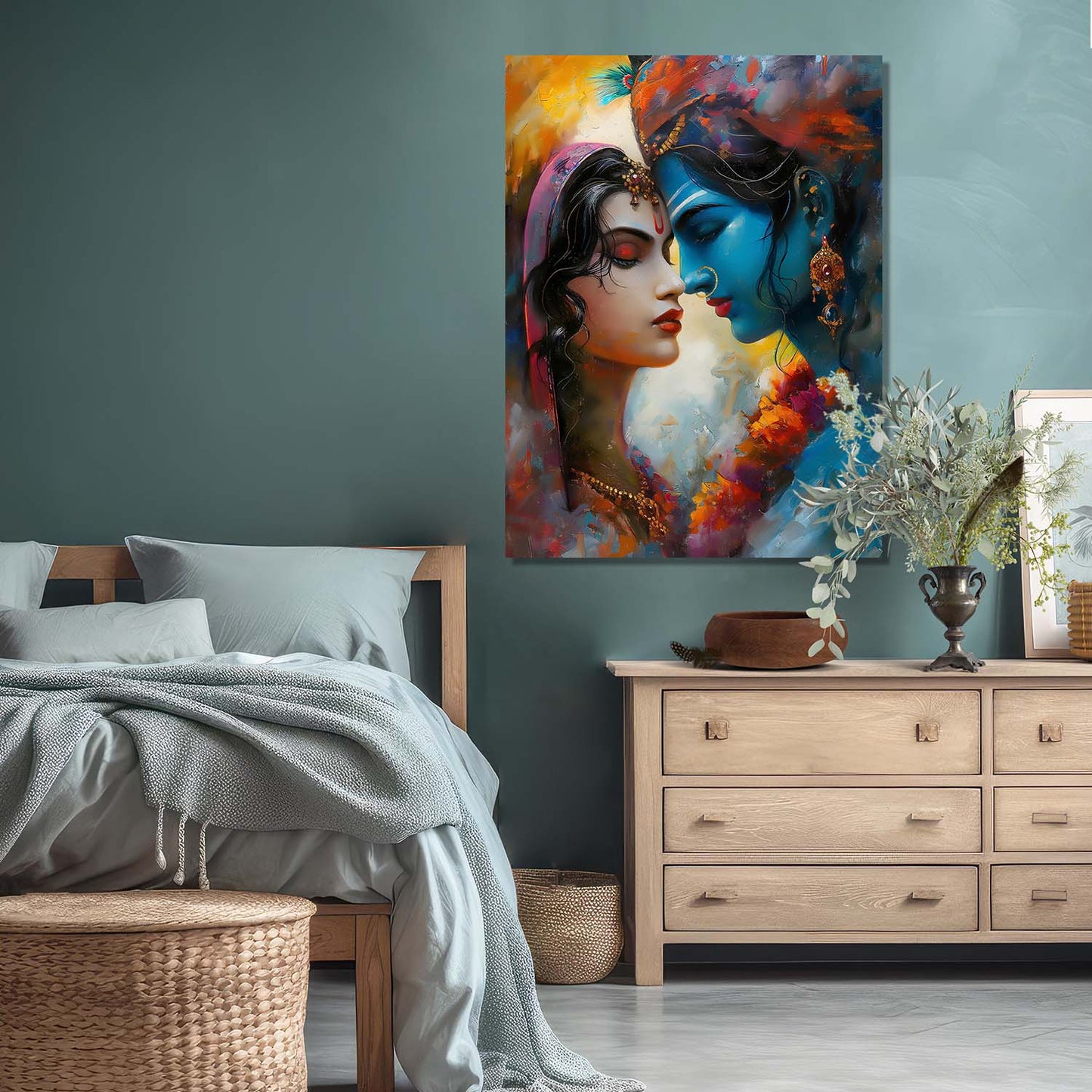 Radha Krishna Canvas Wall Art Print: Divine Serenity for Every Space