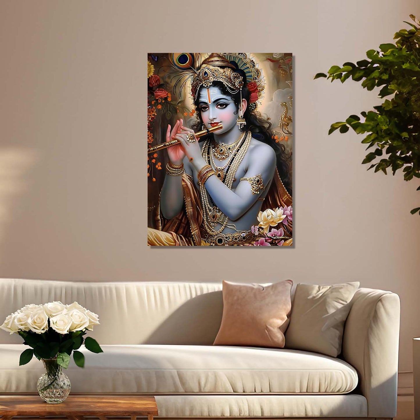 Krishna Canvas Wall Art Print: Divine Serenity for Every Space