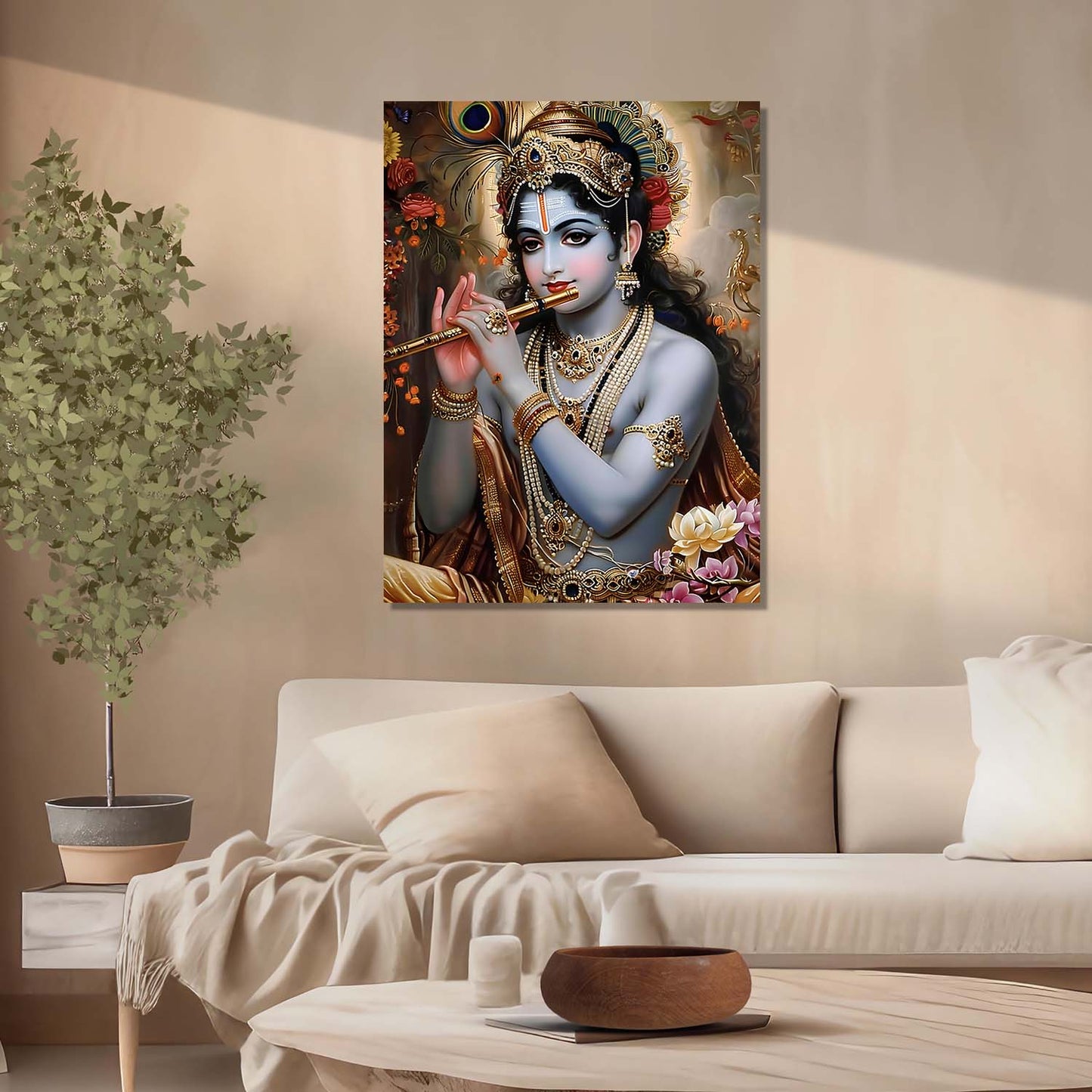 Krishna Canvas Wall Art Print: Divine Serenity for Every Space