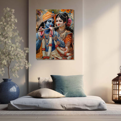 Radha Krishna Canvas Wall Art Print: Divine Serenity for Every Space