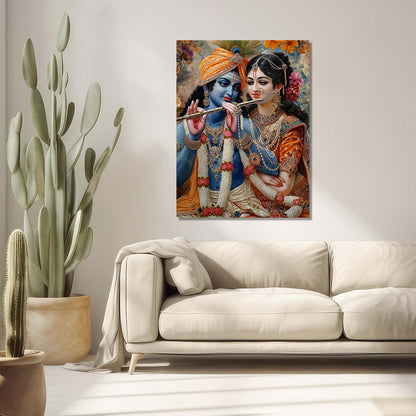 Radha Krishna Canvas Wall Art Print: Divine Serenity for Every Space