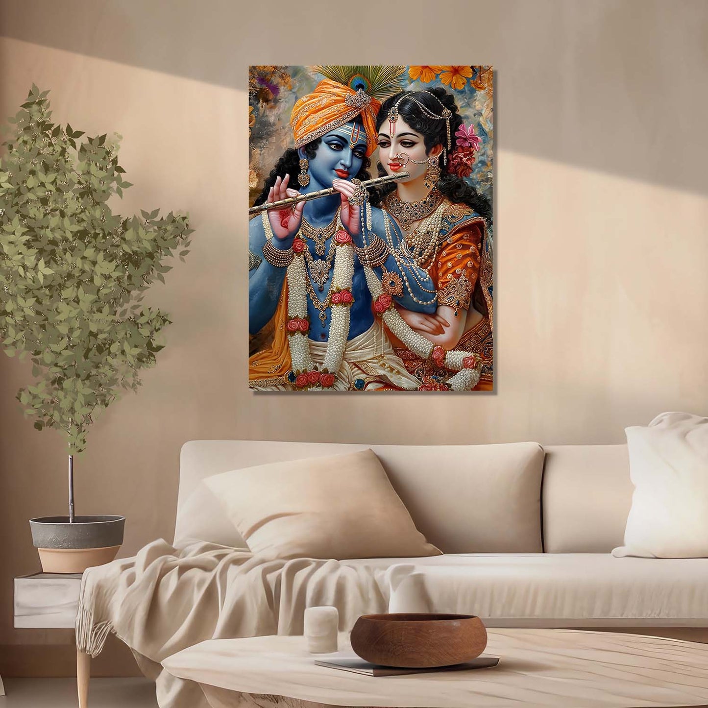 Radha Krishna Canvas Wall Art Print: Divine Serenity for Every Space