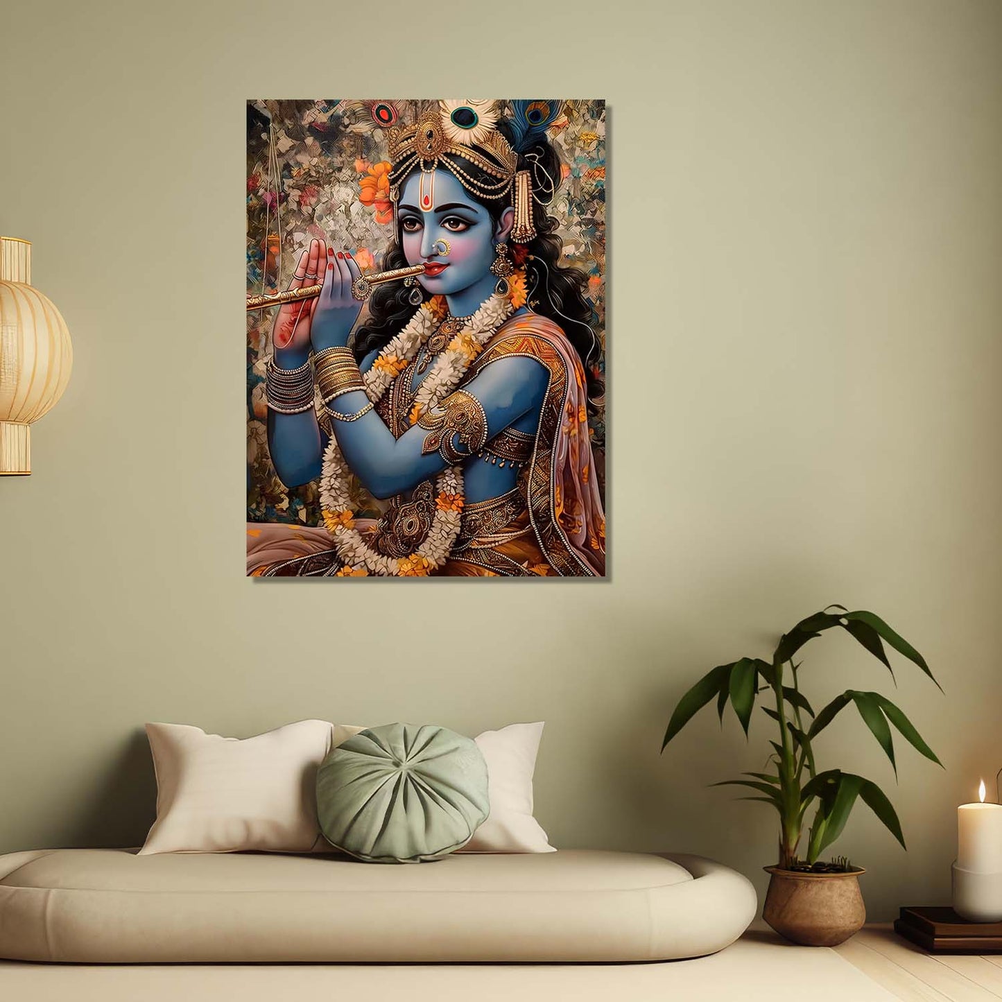 Krishna Canvas Wall Art Print: Divine Serenity for Every Space