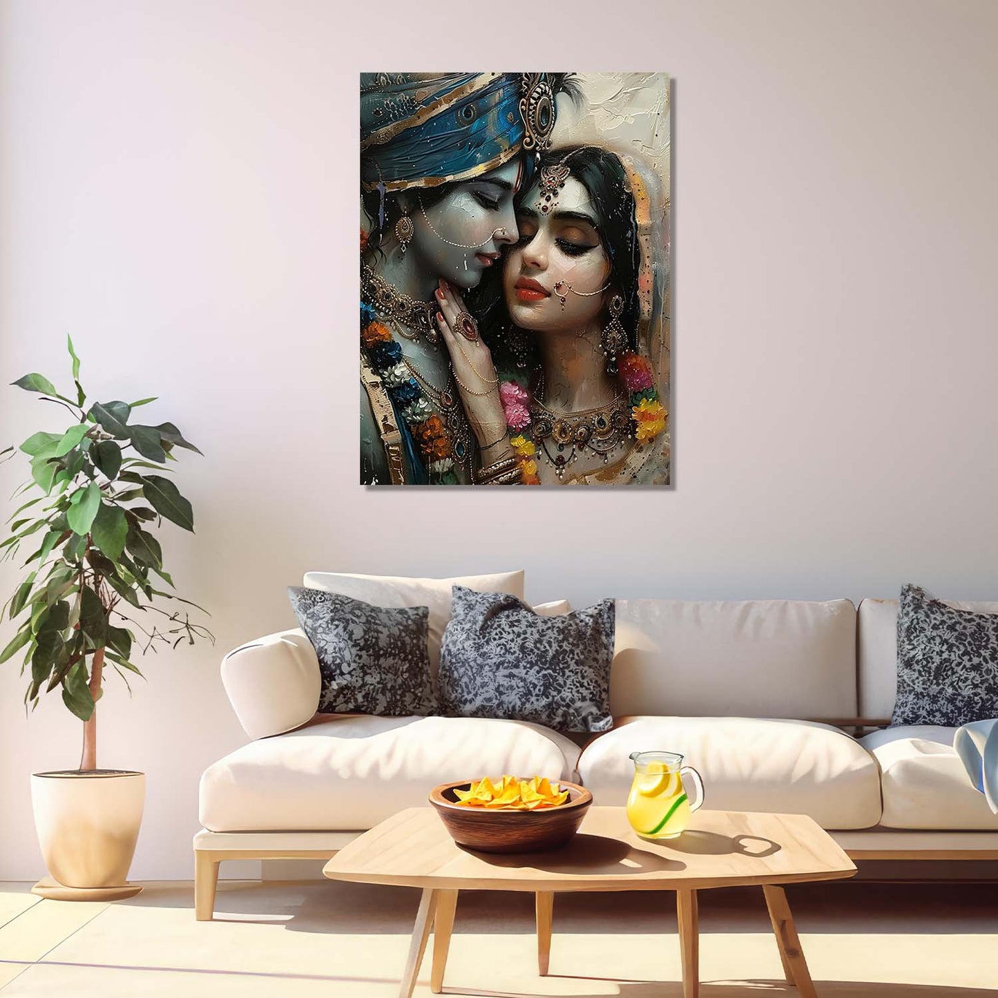 Radha Krishna Canvas Wall Art Print: Divine Serenity for Every Space