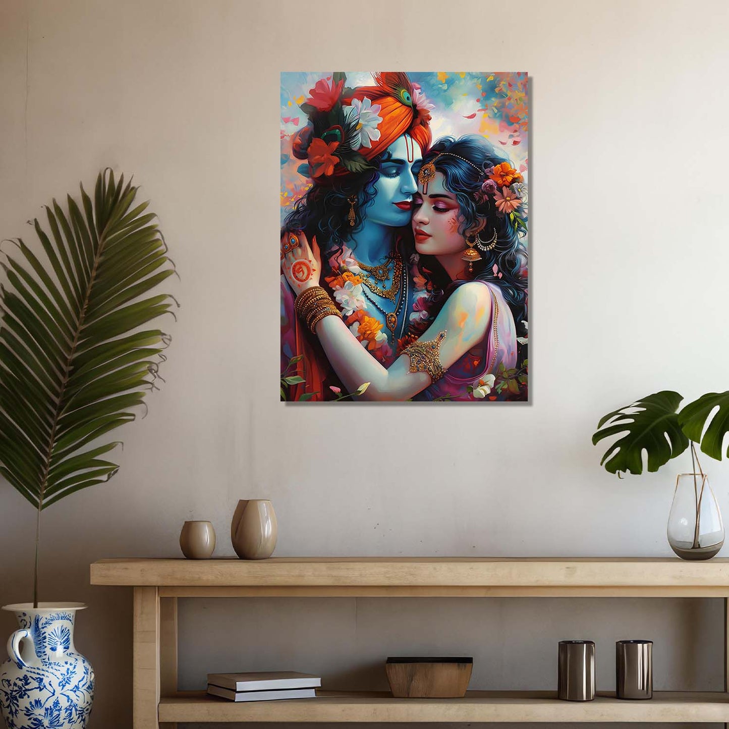 Radha Krishna Canvas Wall Art Print: Divine Serenity for Every Space