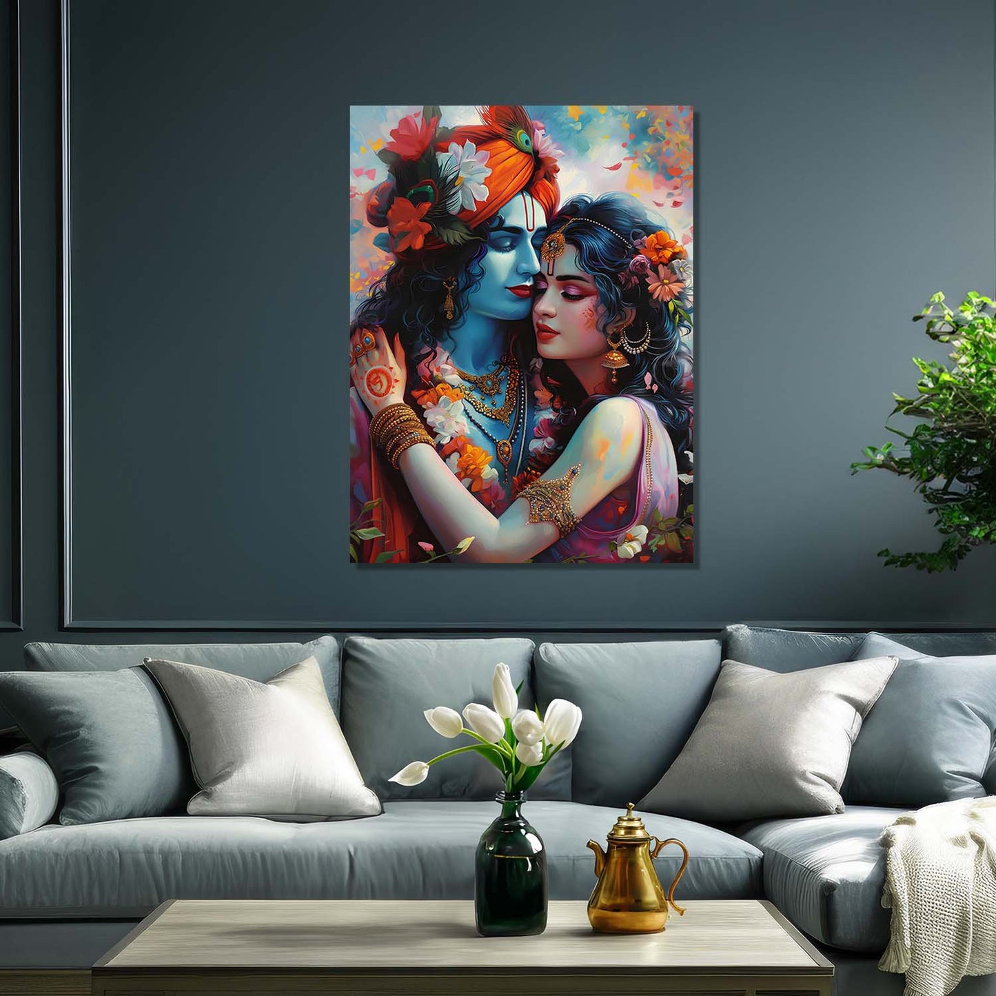 Radha Krishna Canvas Wall Art Print: Divine Serenity for Every Space