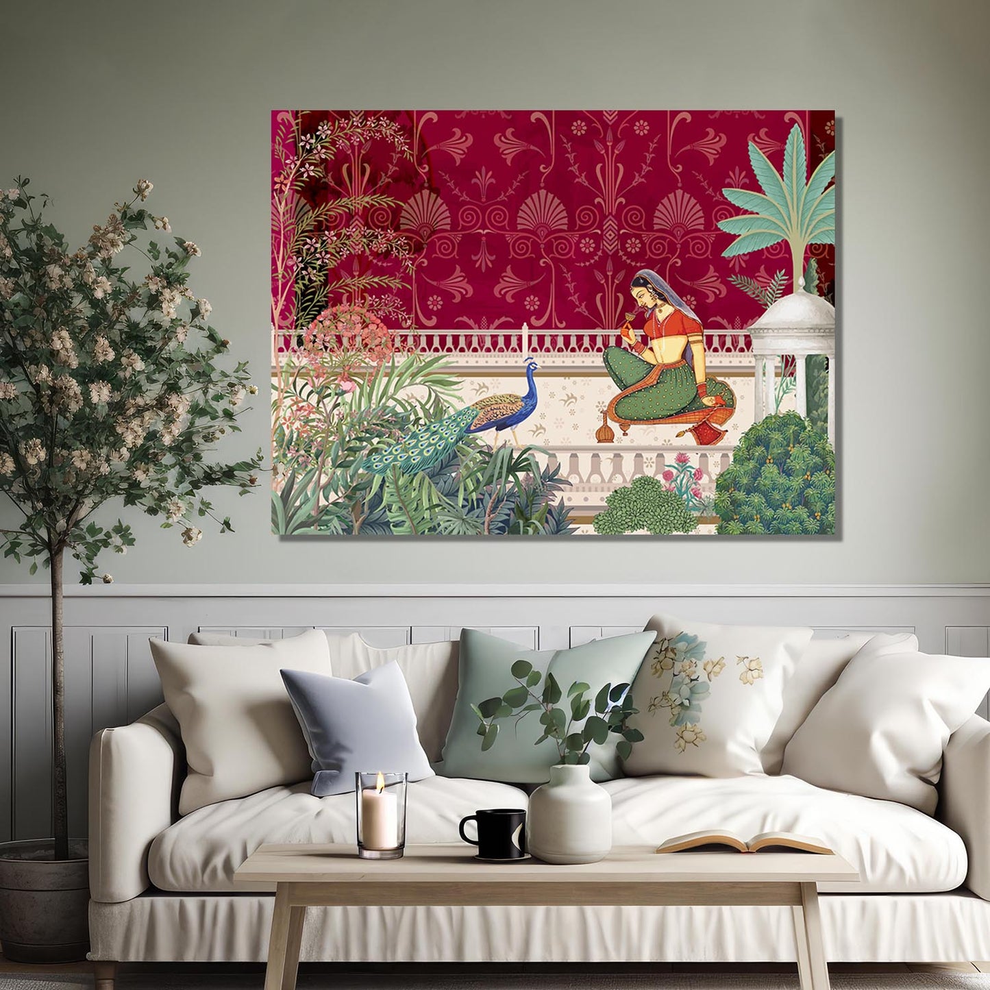 Traditional Indian Pichwai Art Canvas Print for Living Room Hotel Home Wall Decor