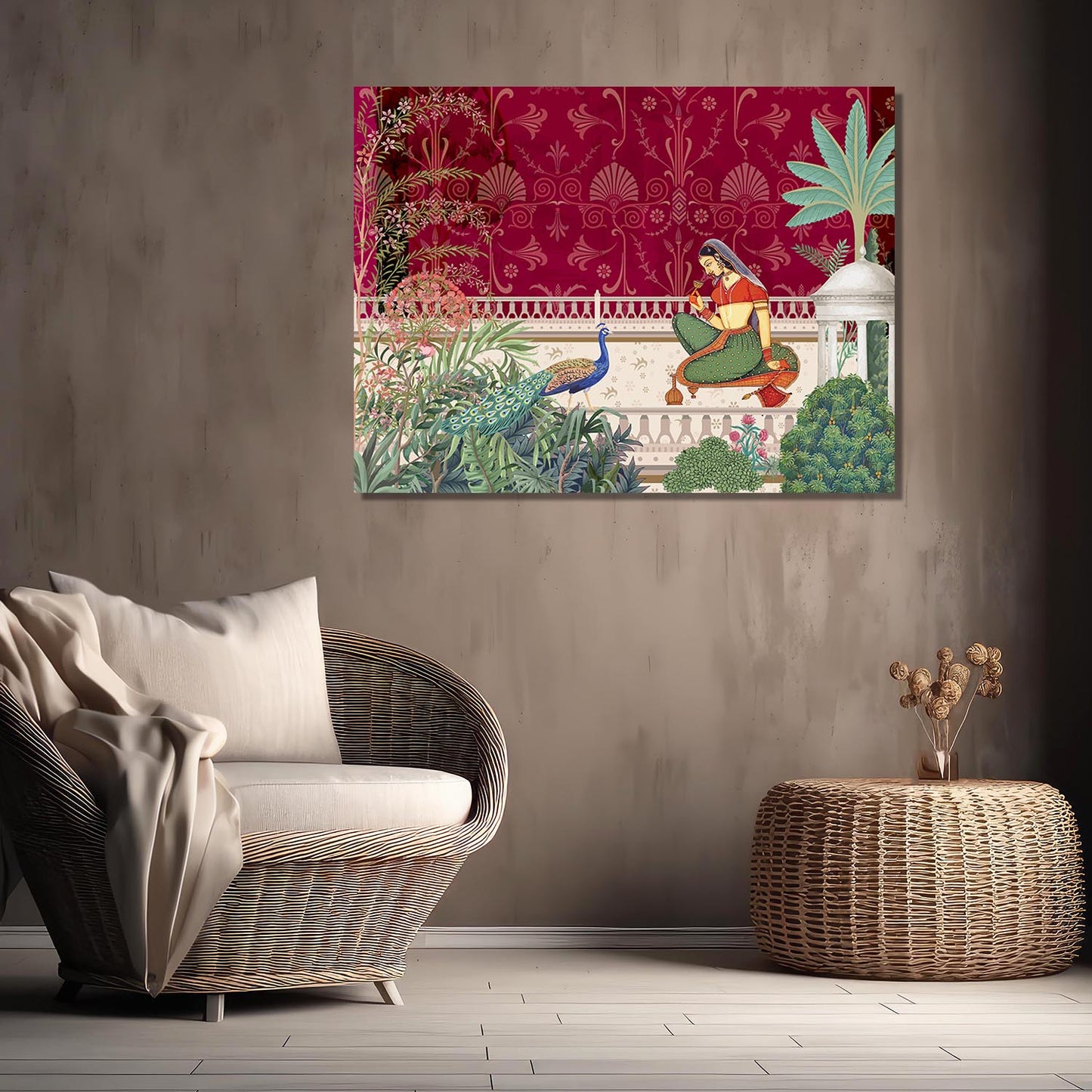 Traditional Indian Pichwai Art Canvas Print for Living Room Hotel Home Wall Decor