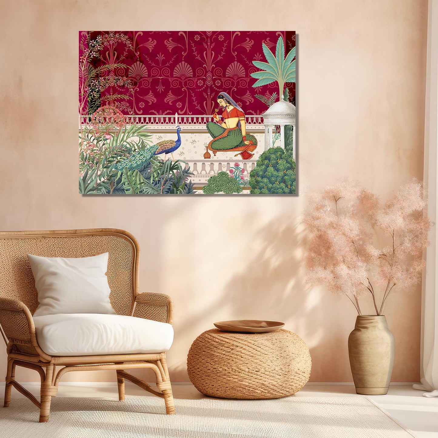 Traditional Indian Pichwai Art Canvas Print for Living Room Hotel Home Wall Decor