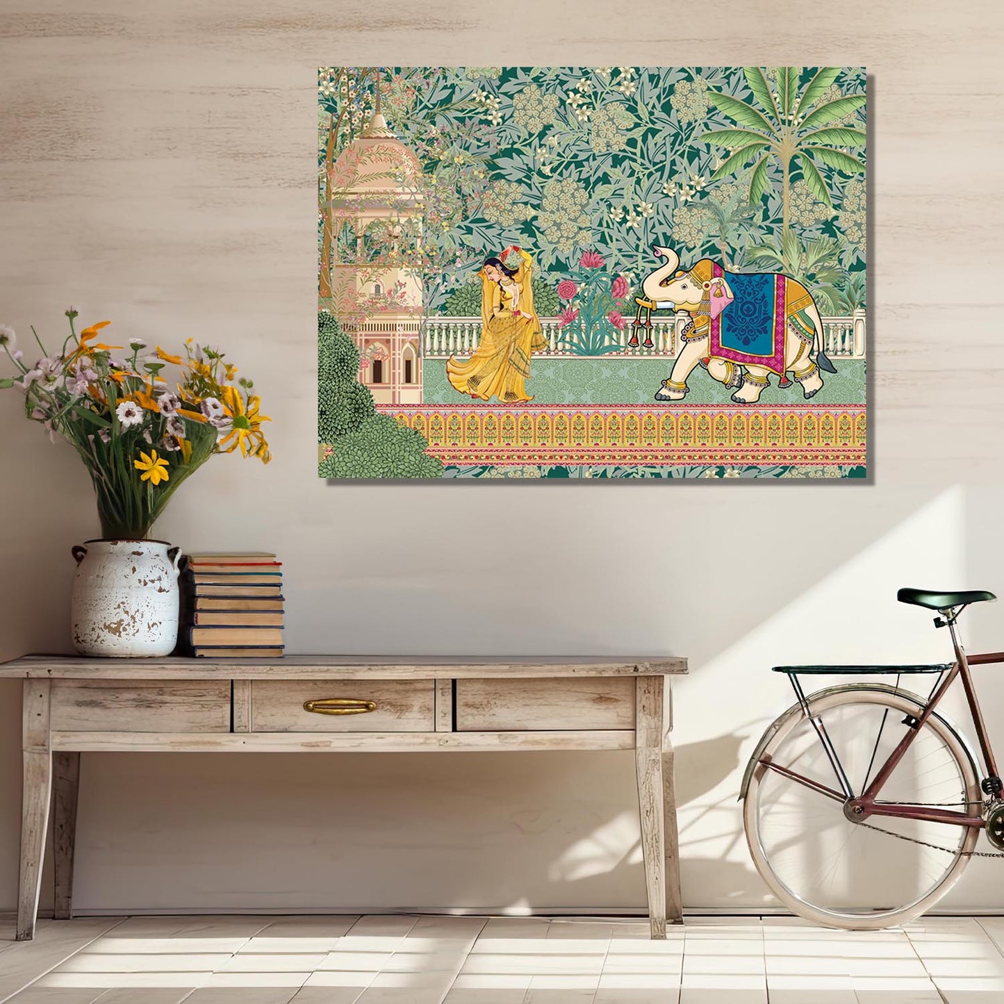 Traditional Indian Pichwai Art Canvas Print for Living Room Hotel Home Wall Decor